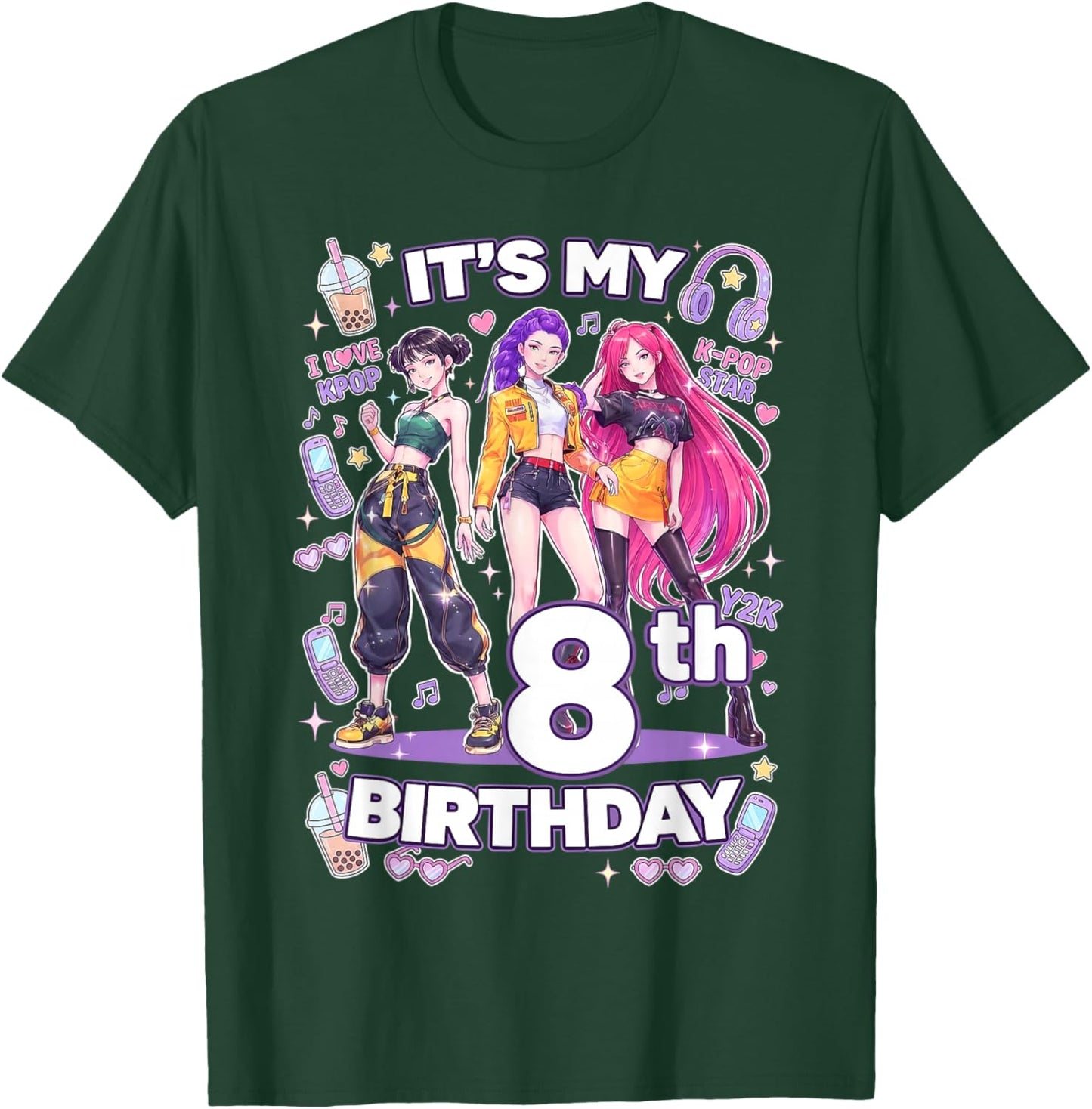 Kpop Coréen Fille 8ème Anniversaire 8 Ans Fête d'anniversaire T-Shirt - T-Shirt | Forest