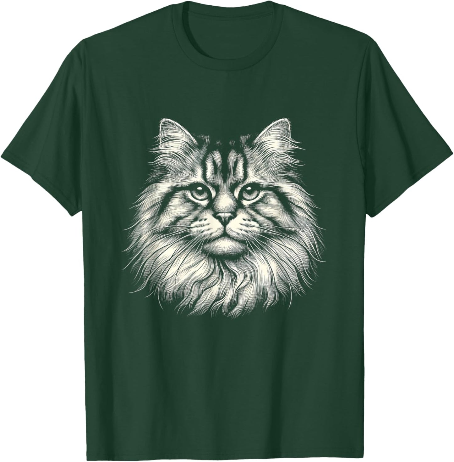 Vintage Siberian Cat Face Graphic Art Design Men Women T-Shirt - T-Shirt | Forest