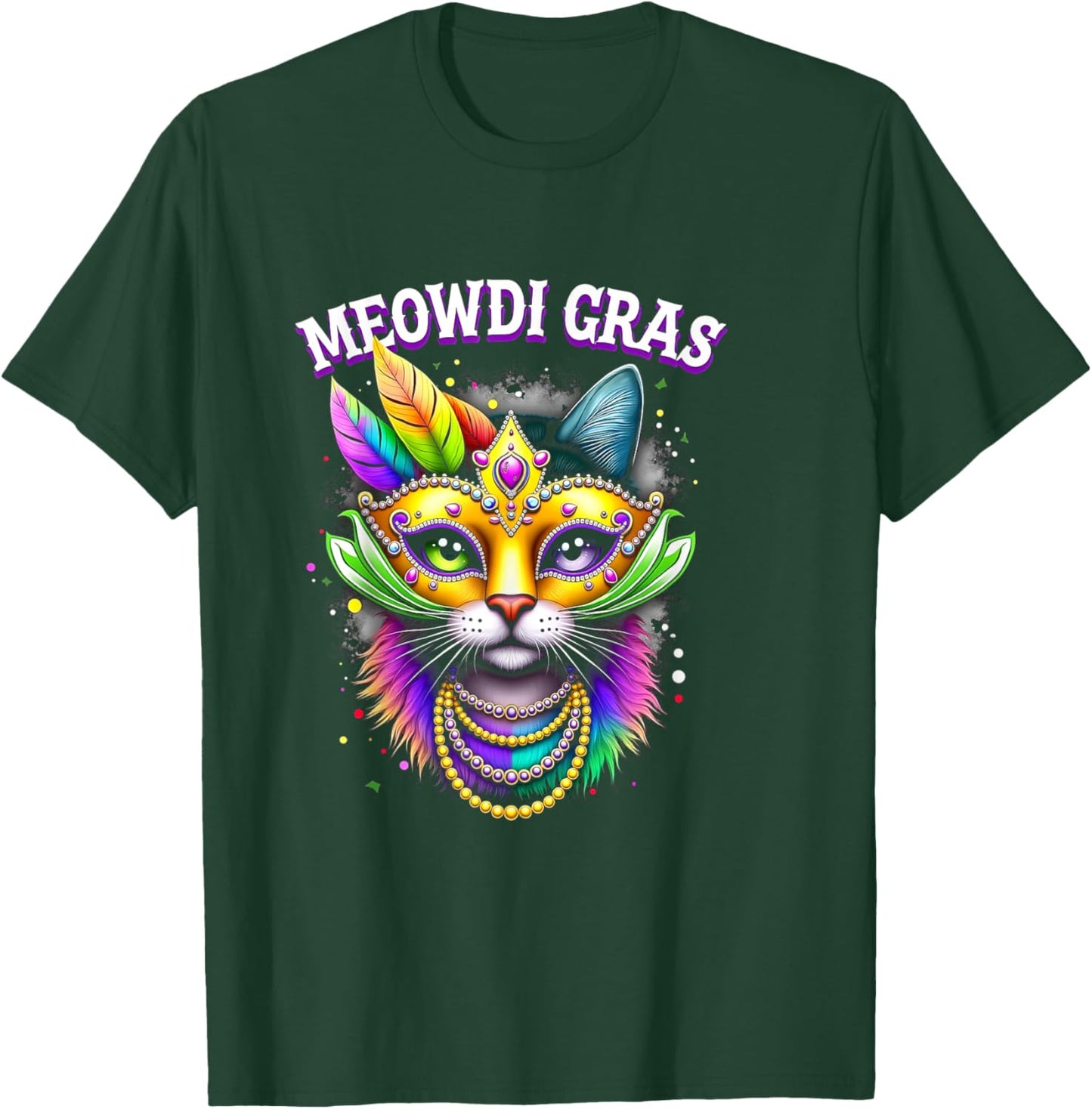 Meowdi Gras Mardi Gras Parade Costume Fun T-Shirt - T-Shirt | Forest