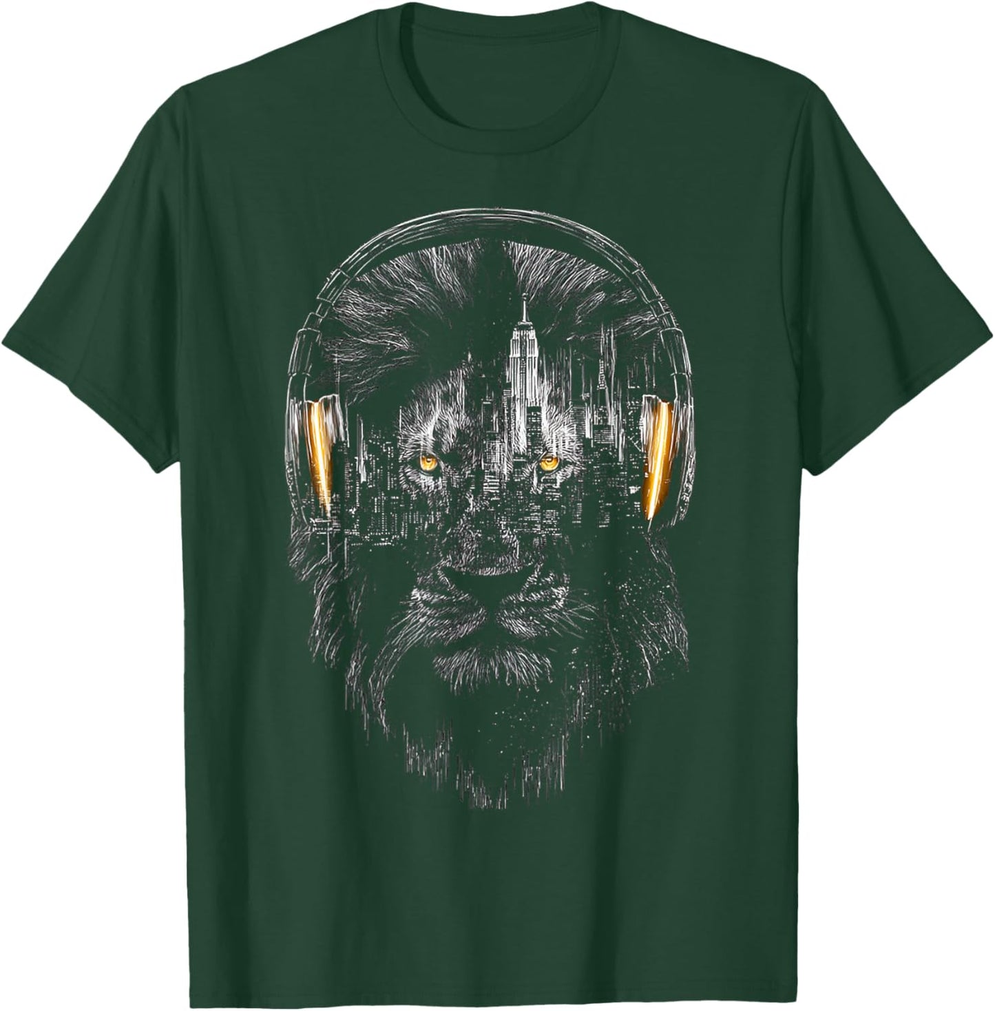 Lion Music Headphones T-Shirt - T-Shirt | Forest