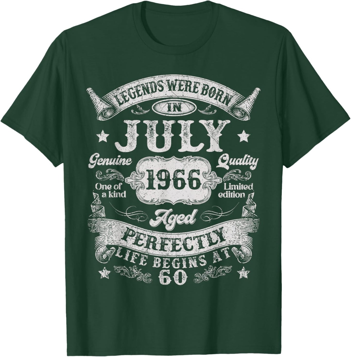 Legends were Born in July 1966 60th Birthday Men Dad Vintage T-Shirt - T-Shirt | Forest