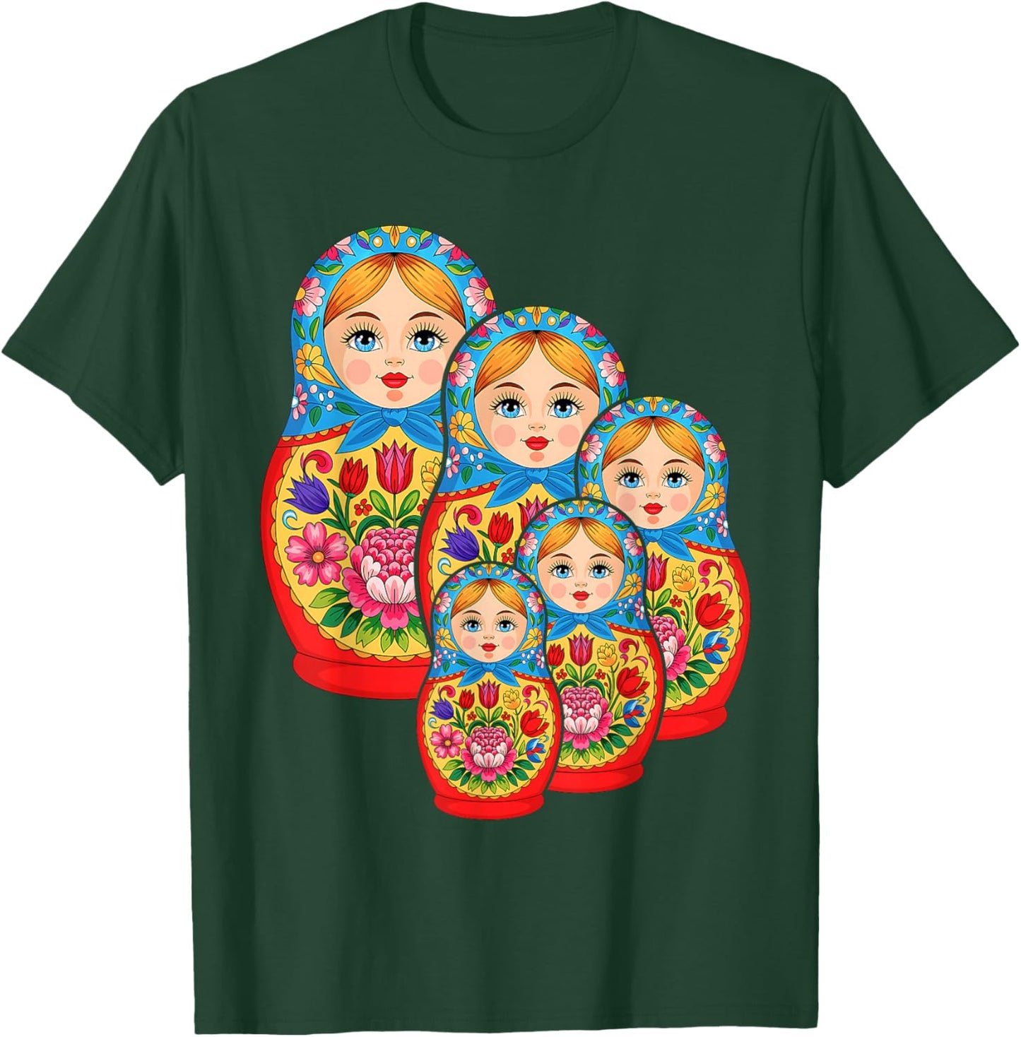 Matryoshka Doll Art Russian Nesting Wooden Stacking Set T-Shirt - T-Shirt | Forest