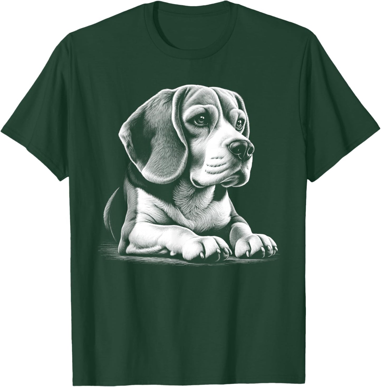 Cute Beagle Portrait in Lying Pose T-Shirt - T-Shirt | Forest