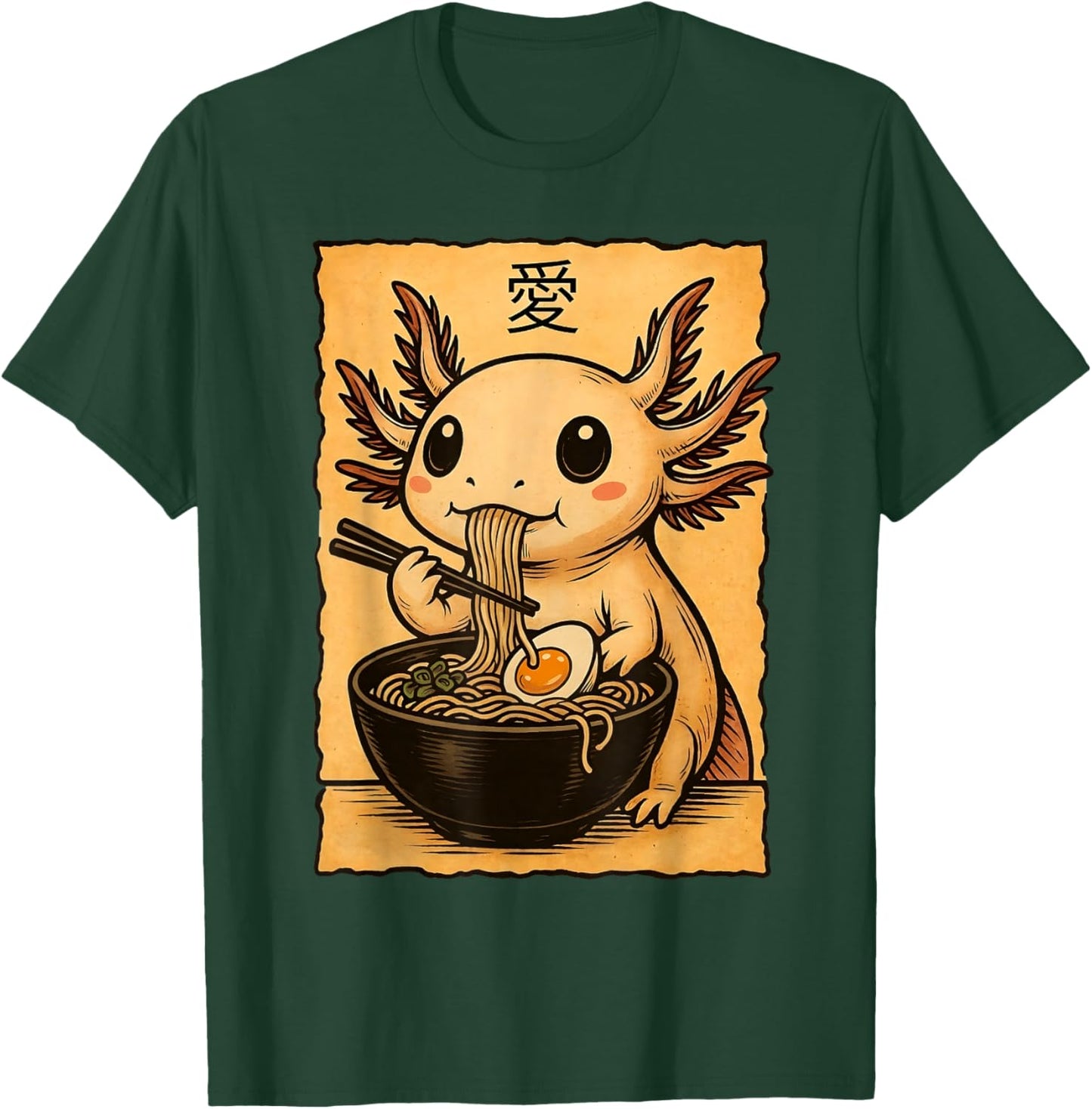 Axolotl Eating Ramen Shirt Men Women Axolotl Noodle Shirt T-Shirt - T-Shirt | Forest