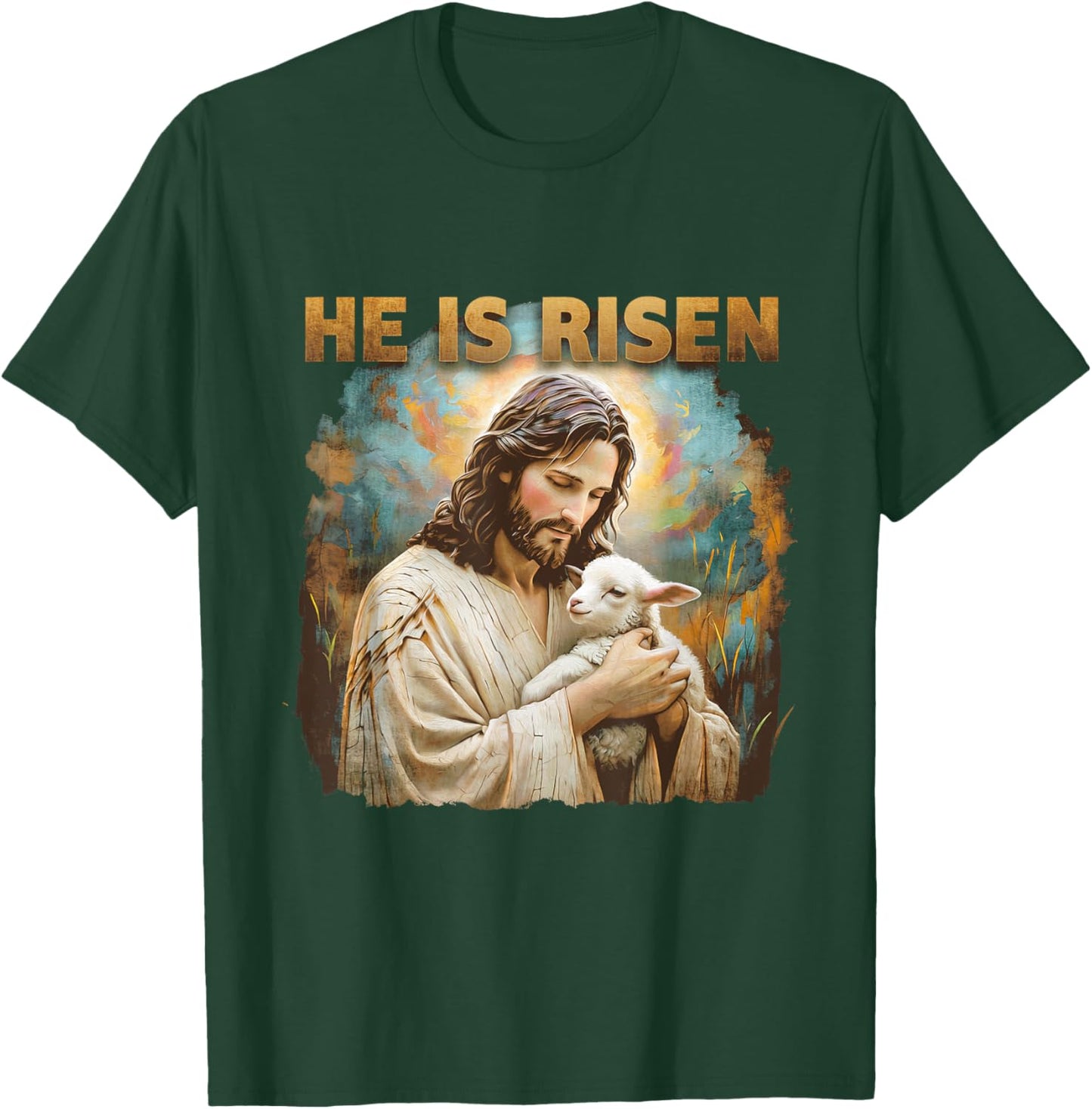 Jesus The Lamb Of God Happy Easter Christian He Is Risen T-Shirt - T-Shirt | Forest