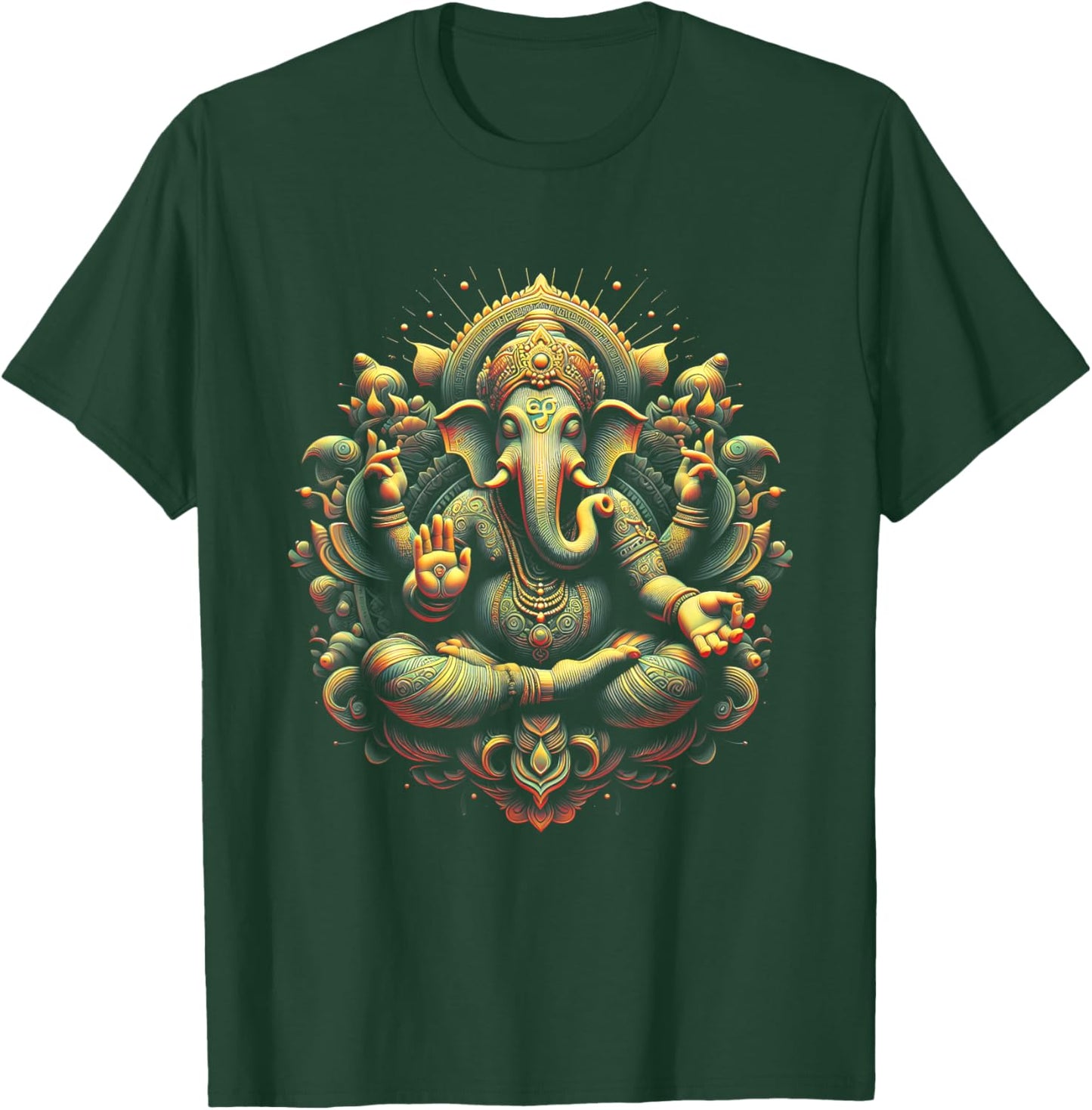 Ganesh Yoga Hindu Elephant God Ganesha Puja Black -Adults Yoga Themed T-Shirt - T-Shirt | Forest