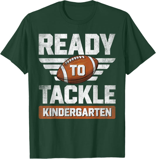 Ready To Tackle Kindergarten Football Back To School Boy Kid T-Shirt - T-Shirt | Forest