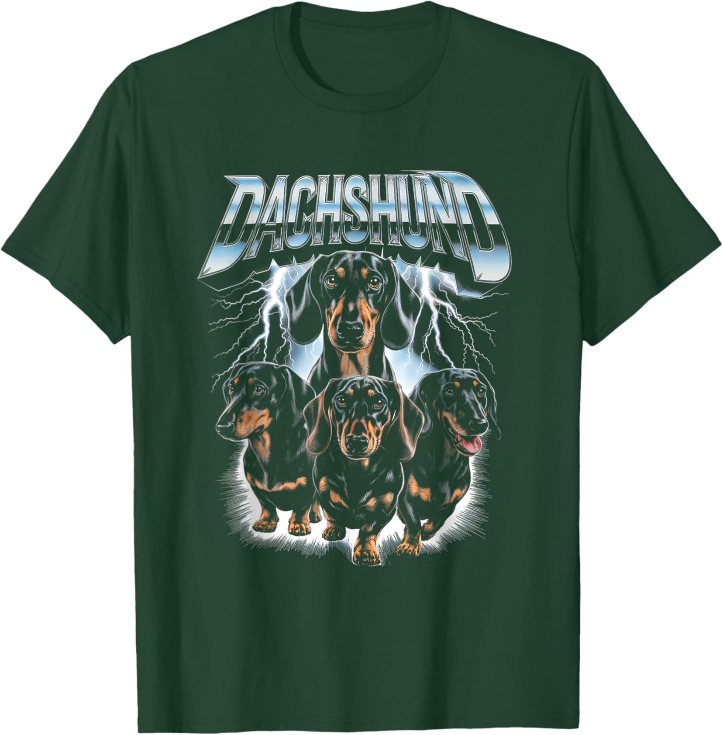 Heavy Metal Dog Mom Thunder Puppy Best Dachshund Dog Dad Women Kids T-Shirt - T-Shirt | Forest