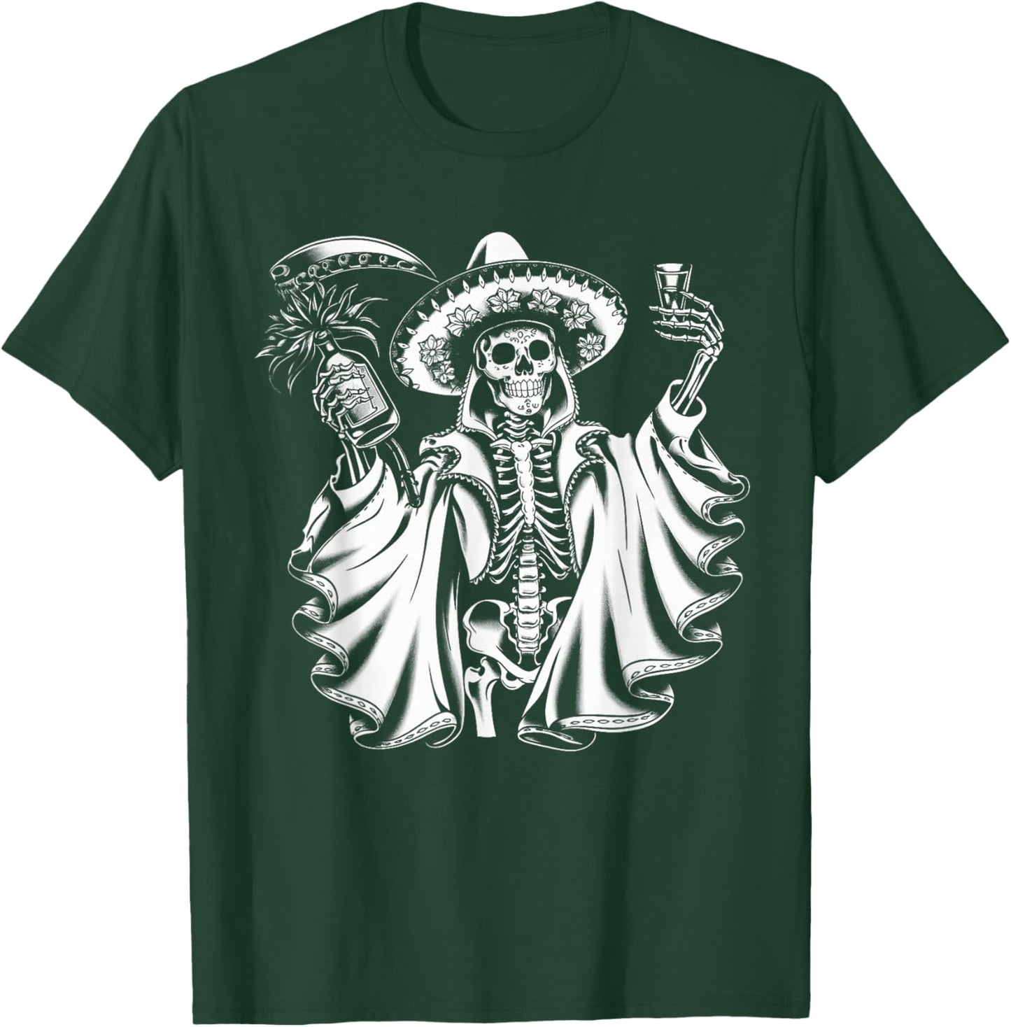 Mexico Vintage Skeleton Tequila Dia De Los Muertos Mexican T-Shirt - T-Shirt | Forest