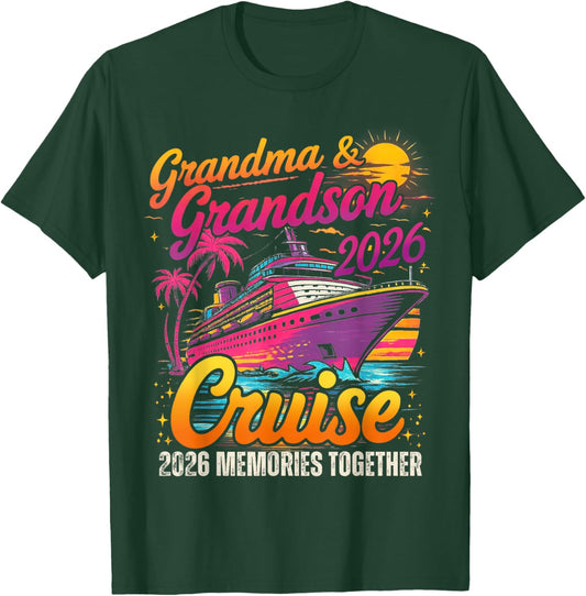 Grandma & Grandson Cruise 2026 Memories Together Mothers Day T-Shirt - T-Shirt | Forest