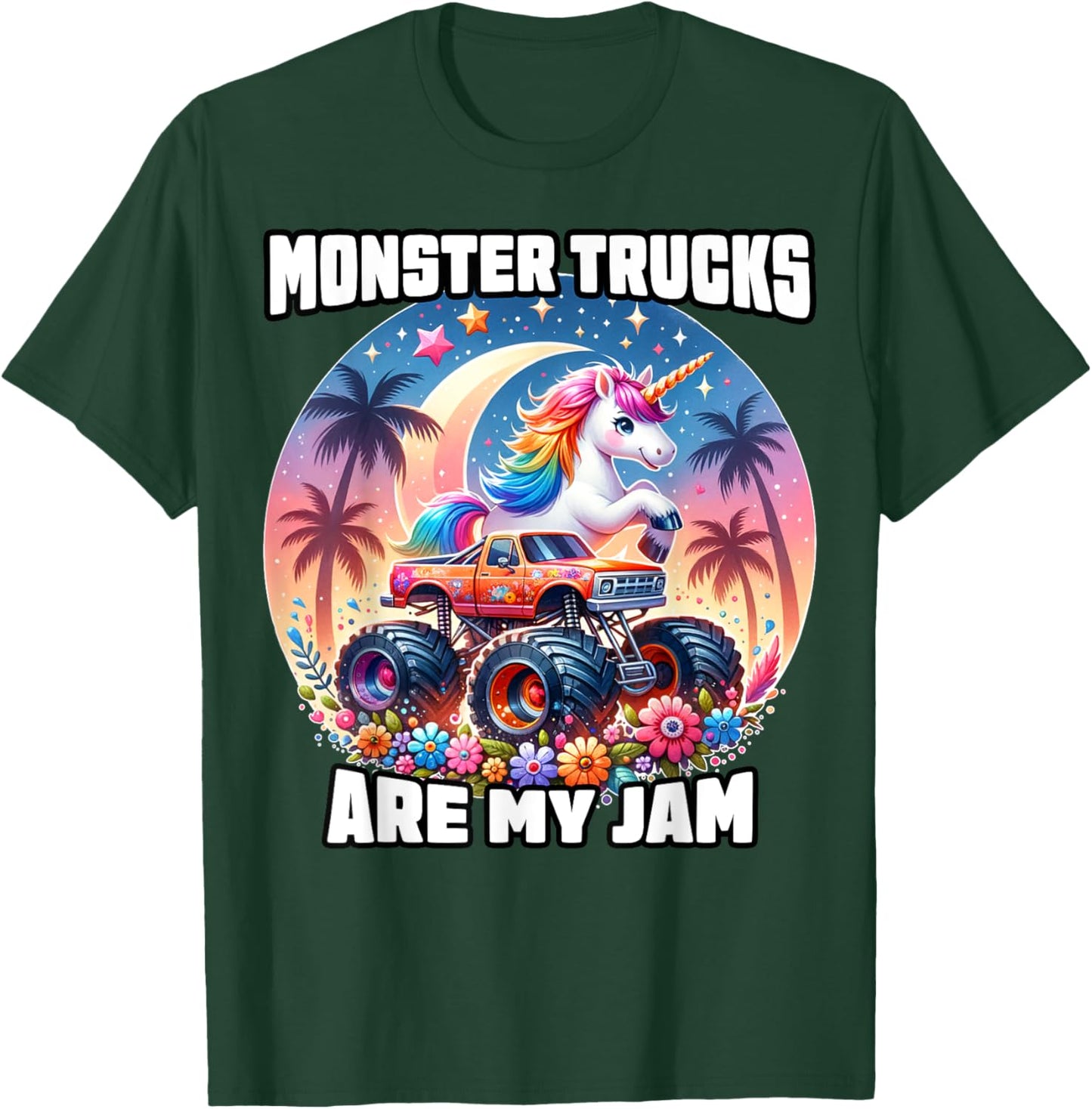 Monster Trucks Are My Jam Unicorn Girls Kids Youth Toddlers T-Shirt - T-Shirt | Forest