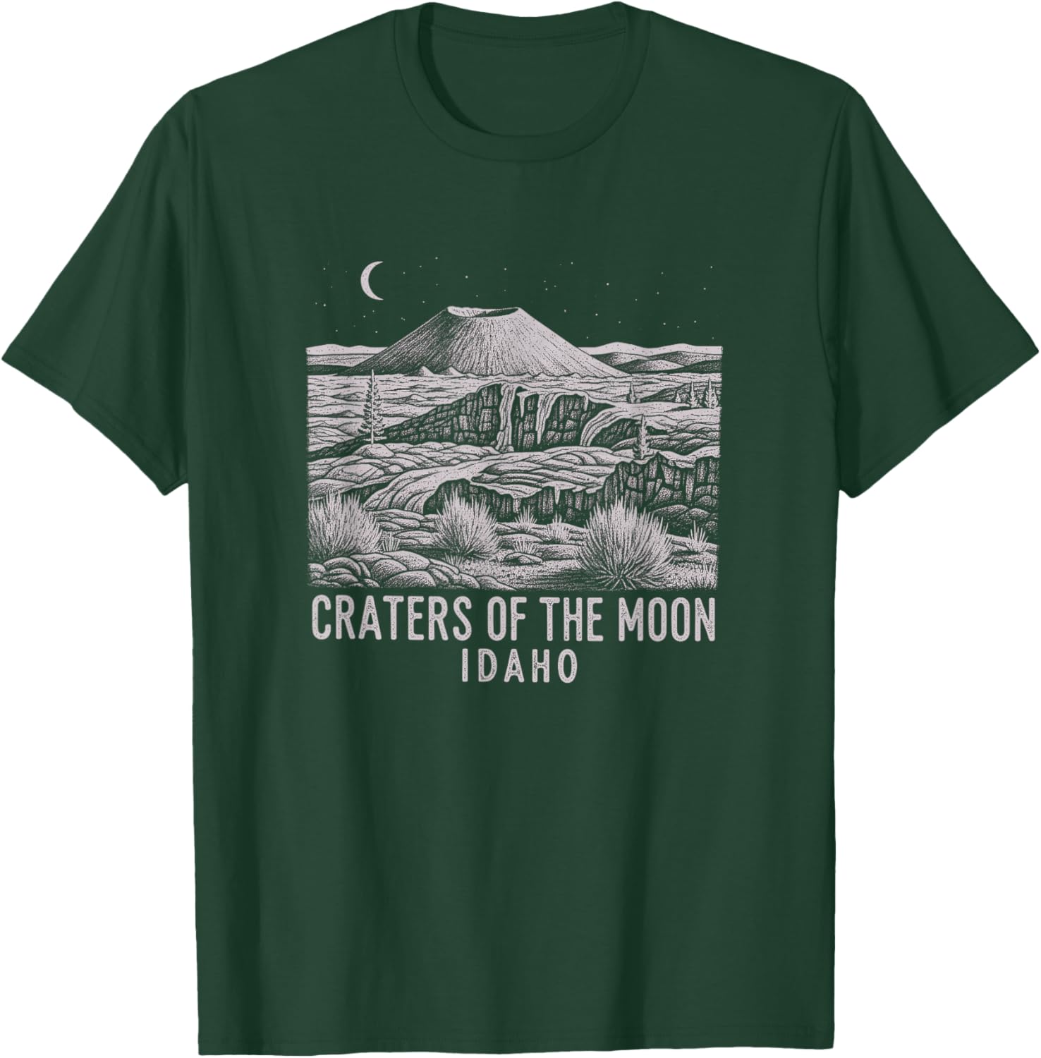 Vintage Craters of The Moon Idaho Drawing Art Design T-Shirt - T-Shirt | Forest