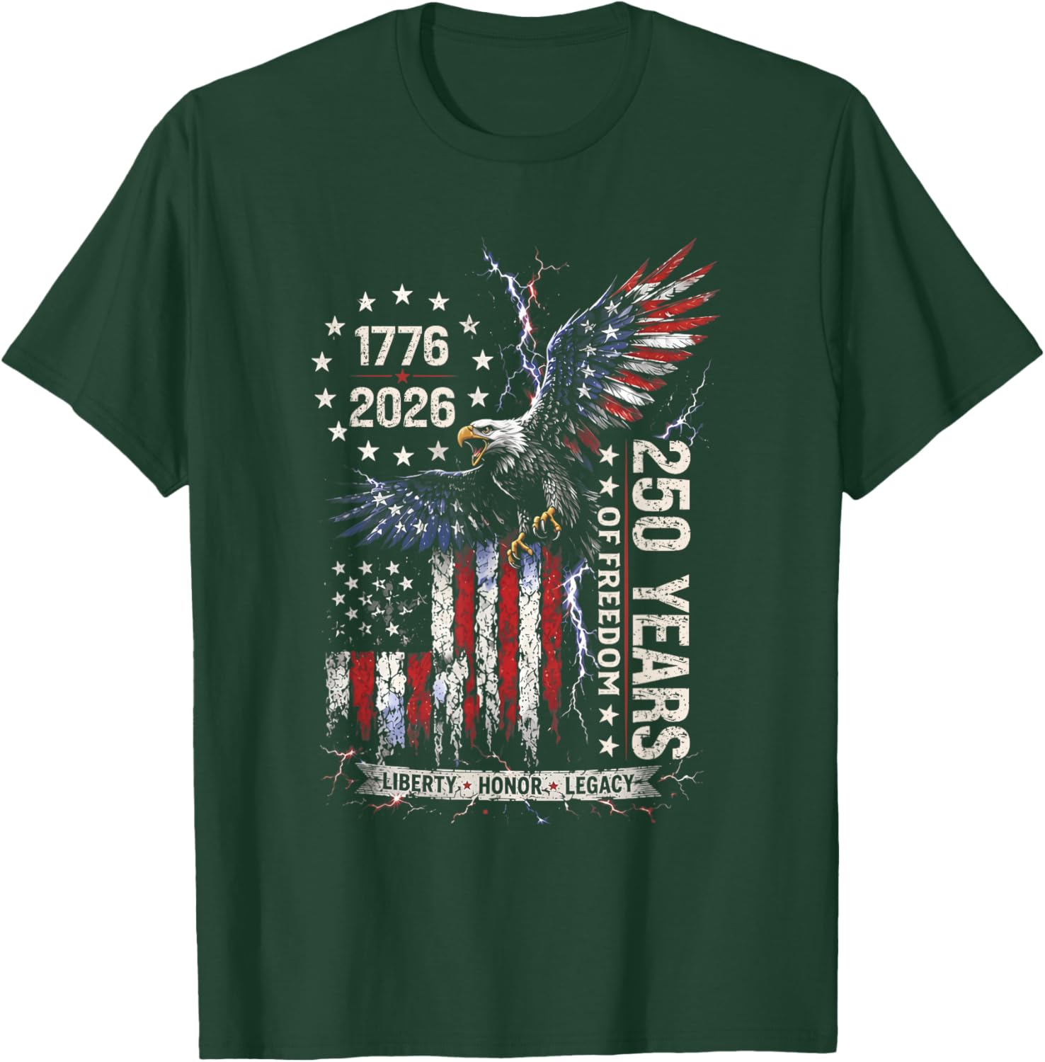 250 Years American 1776 2026 250th USA Birthday 4th of July T-Shirt - T-Shirt | Forest