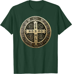 Vintage Retro St. Benedict Medal Saint Benedict Cross Cathol T-Shirt - T-Shirt | Forest
