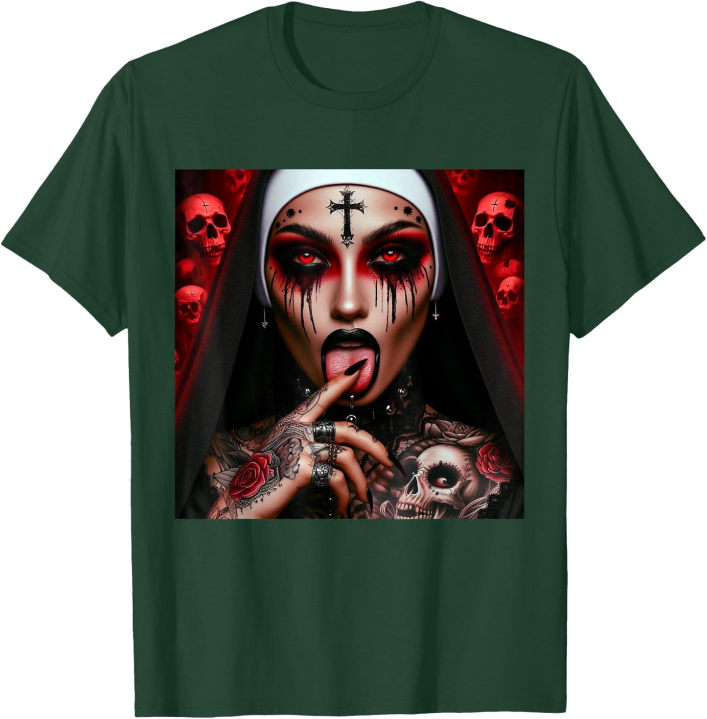Gothic Aesthetically Occulte Unholy Grunge Emo Punk Nun T-Shirt - T-Shirt | Forest