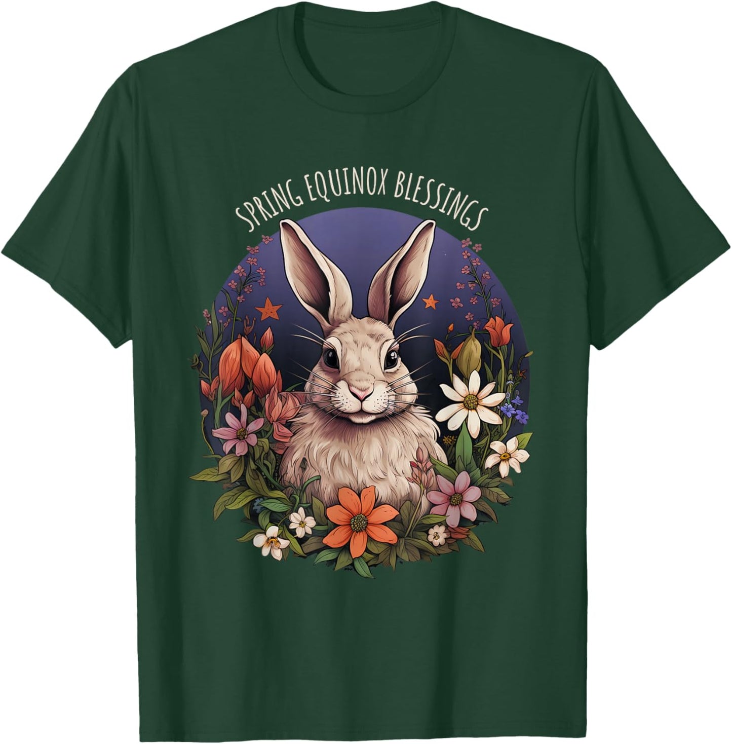 Spring Equinox Blessings Bunny Floral Pagan Nature Art T-Shirt - T-Shirt | Forest