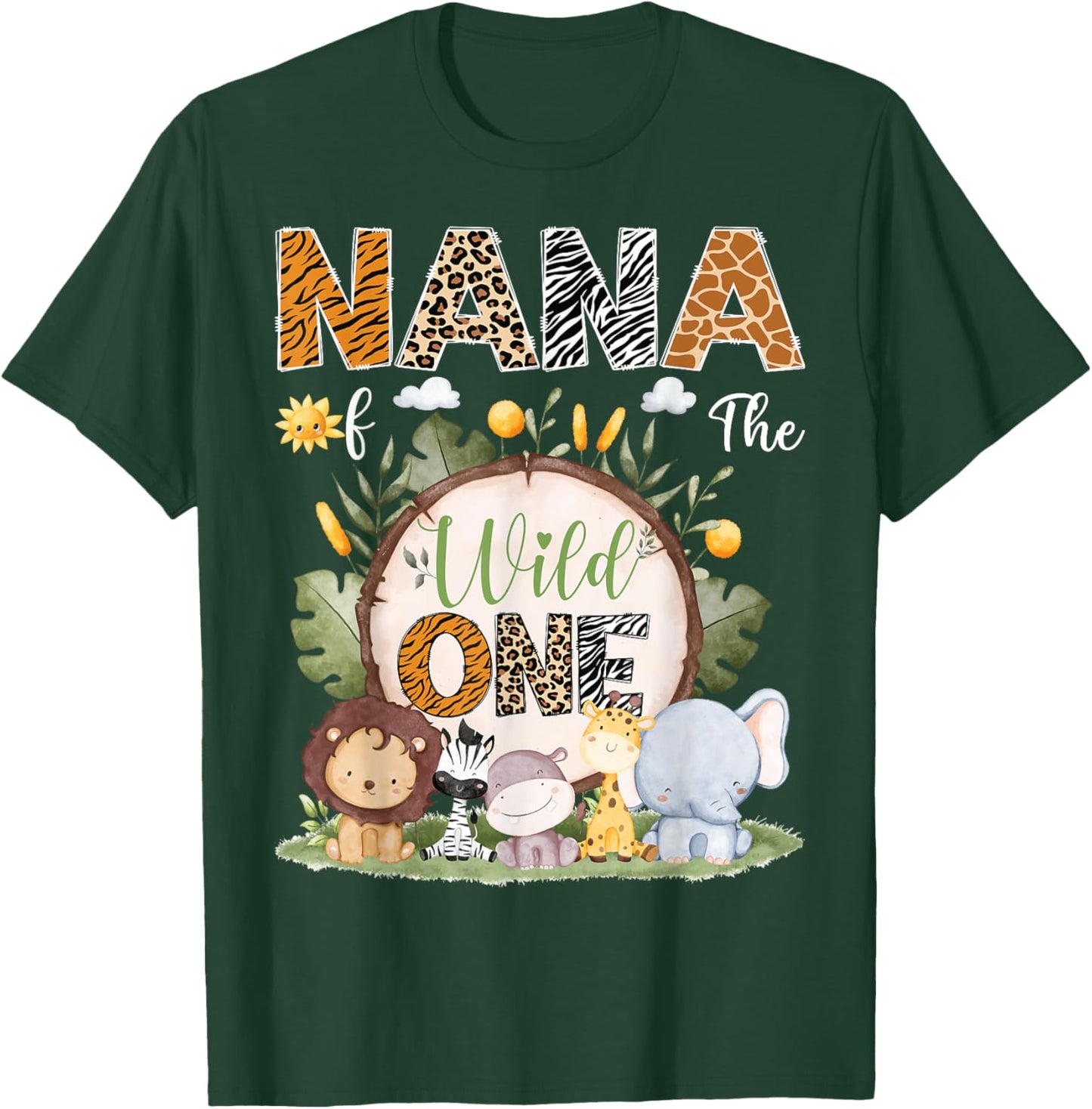 Nana Of The Wild One 1St Birthday Kids Safari Woodland T-Shirt - T-Shirt | Forest