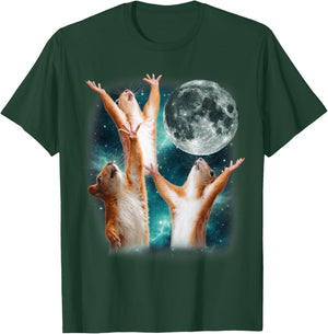 Funny Squirrel Moon Cute 3 Squirrel in The Night Weird Meme T-Shirt - T-Shirt | Forest