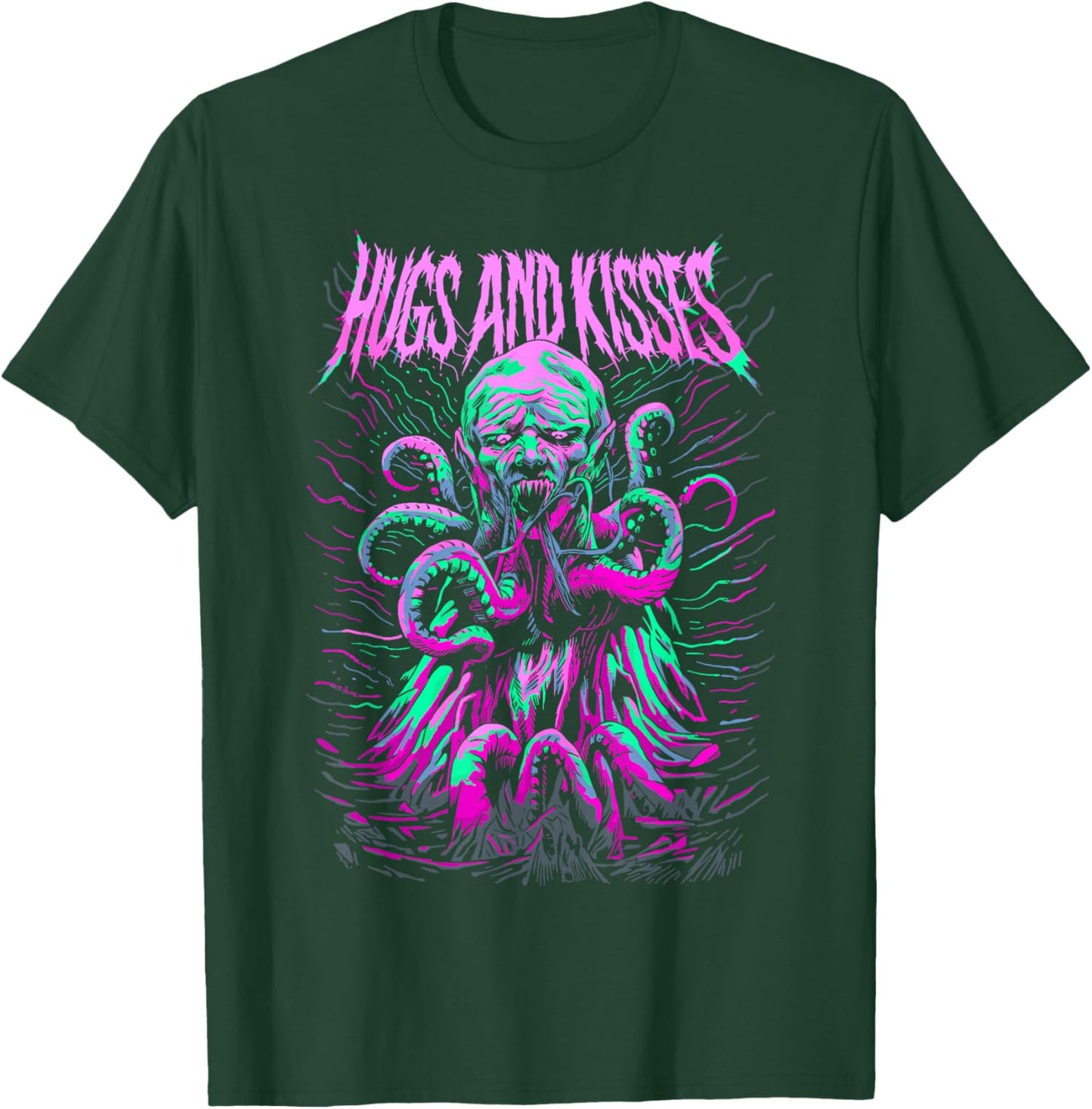 Hug and Kisses Blegh Deathcore Metalcore Ironic T-Shirt - T-Shirt | Forest