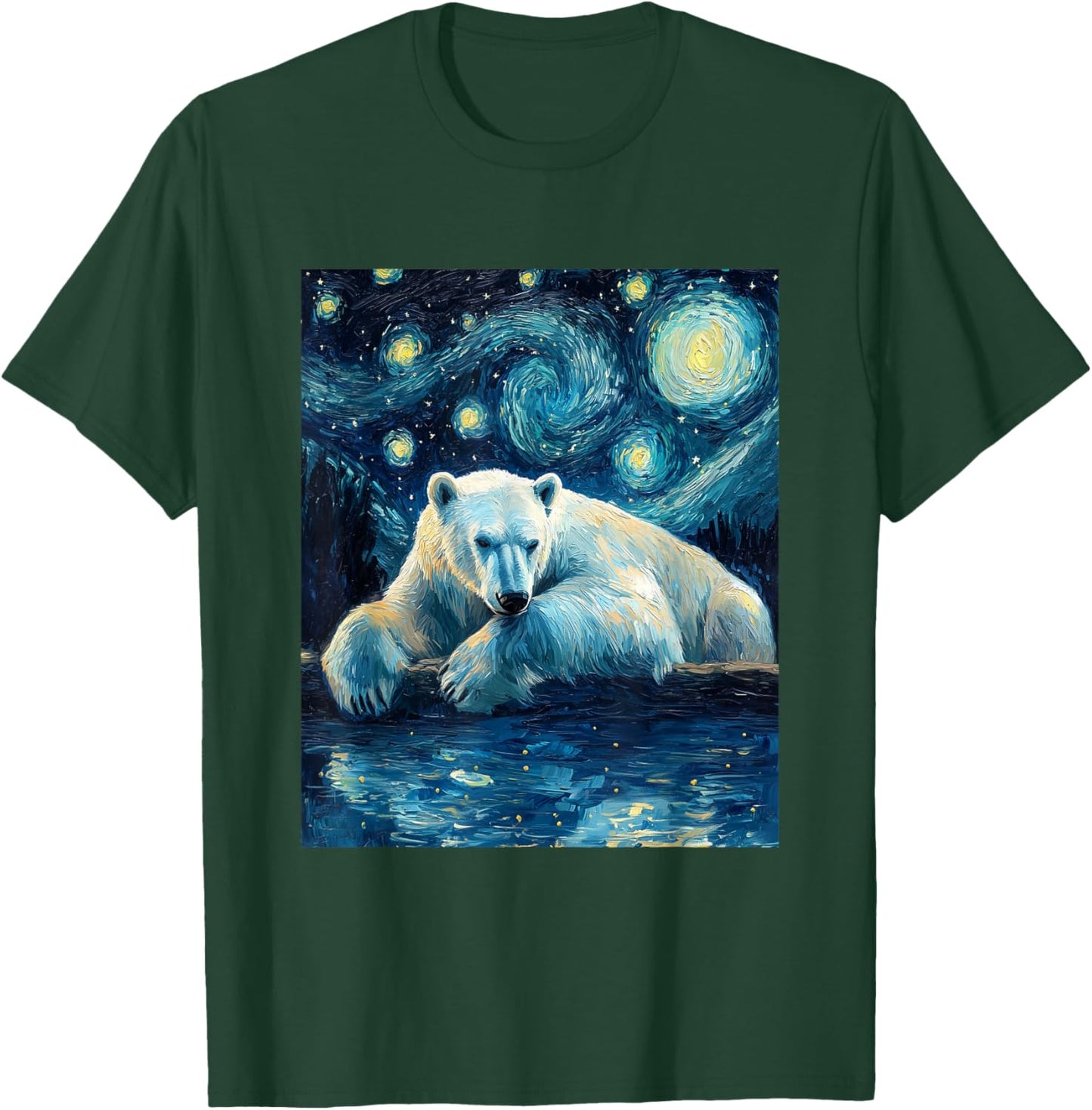 Cute Polar Bear - Van Gogh Style - Starry Night T-Shirt - T-Shirt | Forest