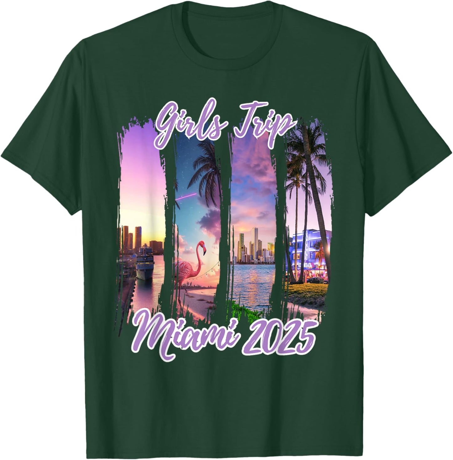 Miami Girls Trip 2025 Miami Summer Vacation Travel T-Shirt - T-Shirt | Forest