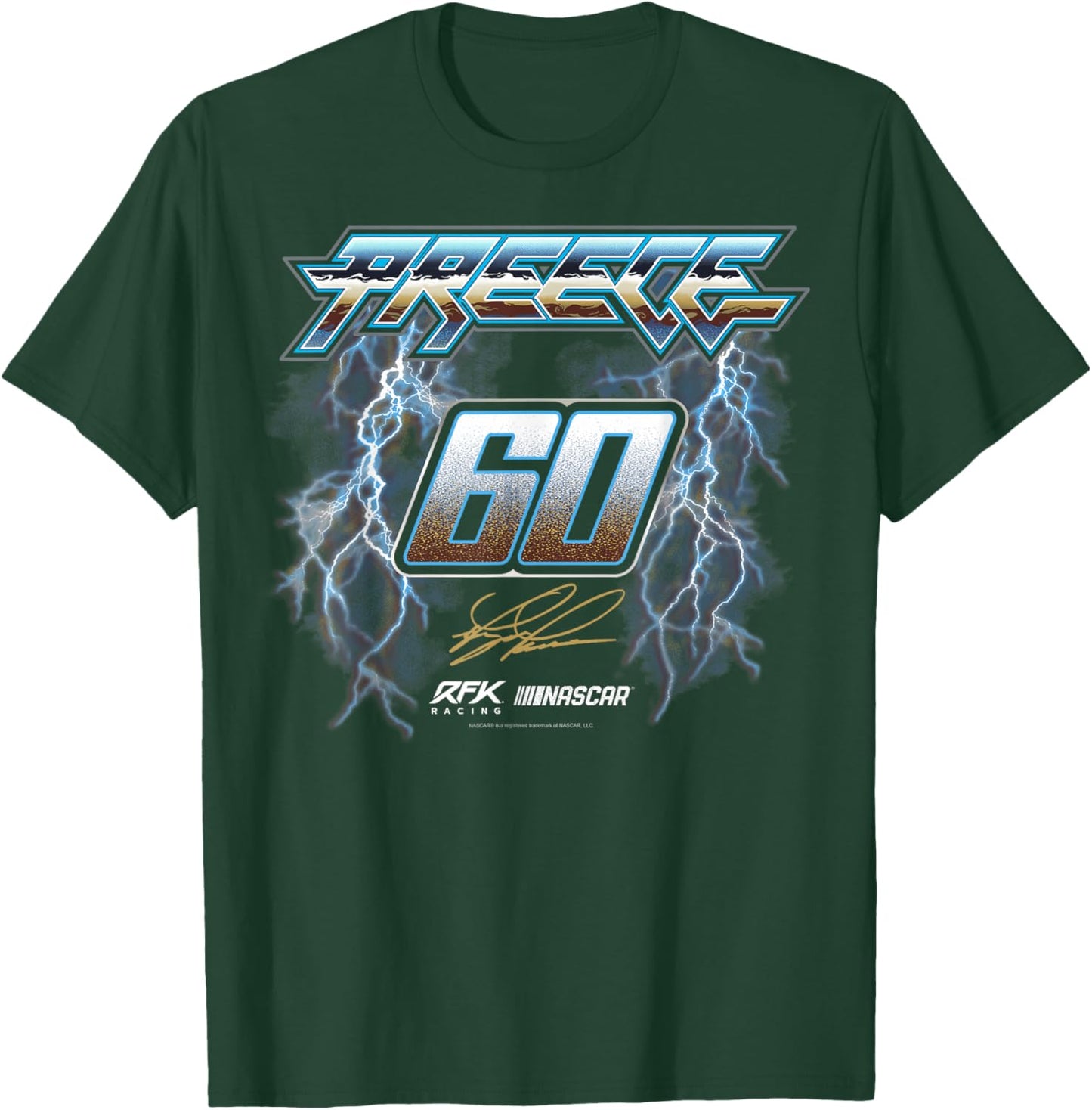 NASCAR Ryan Preece No 60 RFK Racing Signature Lightning T-Shirt - T-Shirt | Forest