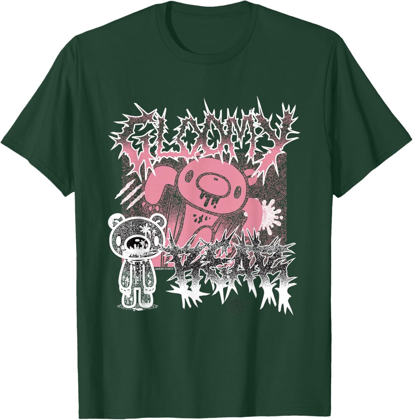 Gloomy Bear The Naughty Grizzly Metal Band Text Anime Manga T-Shirt - T-Shirt | Forest