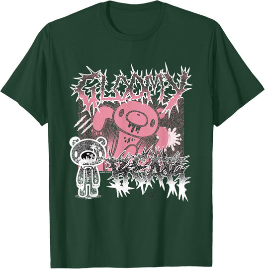 Gloomy Bear The Naughty Grizzly Metal Band Text Anime Manga T-Shirt - T-Shirt | Forest