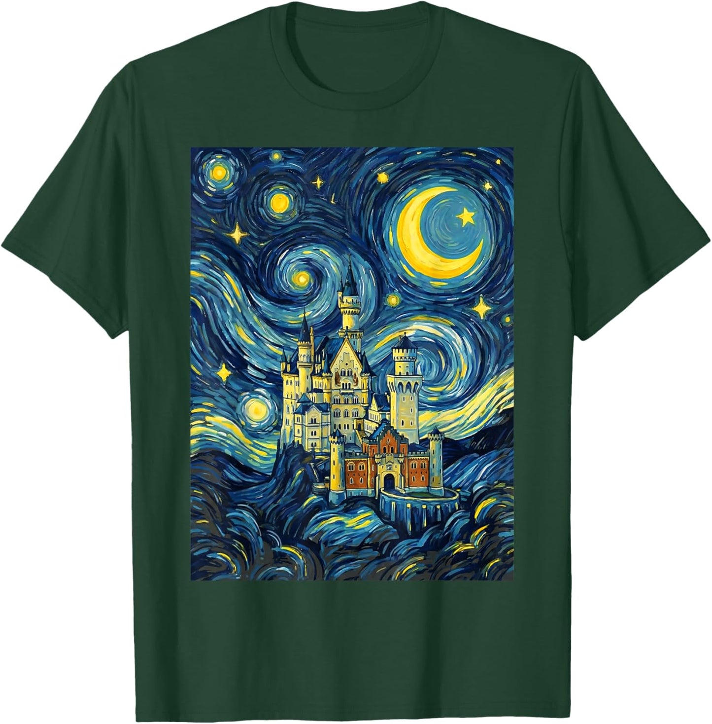 Château de Neuschwanstein Nuit étoilée Histoire de l'art Cadeau T-Shirt - T-Shirt | Forest