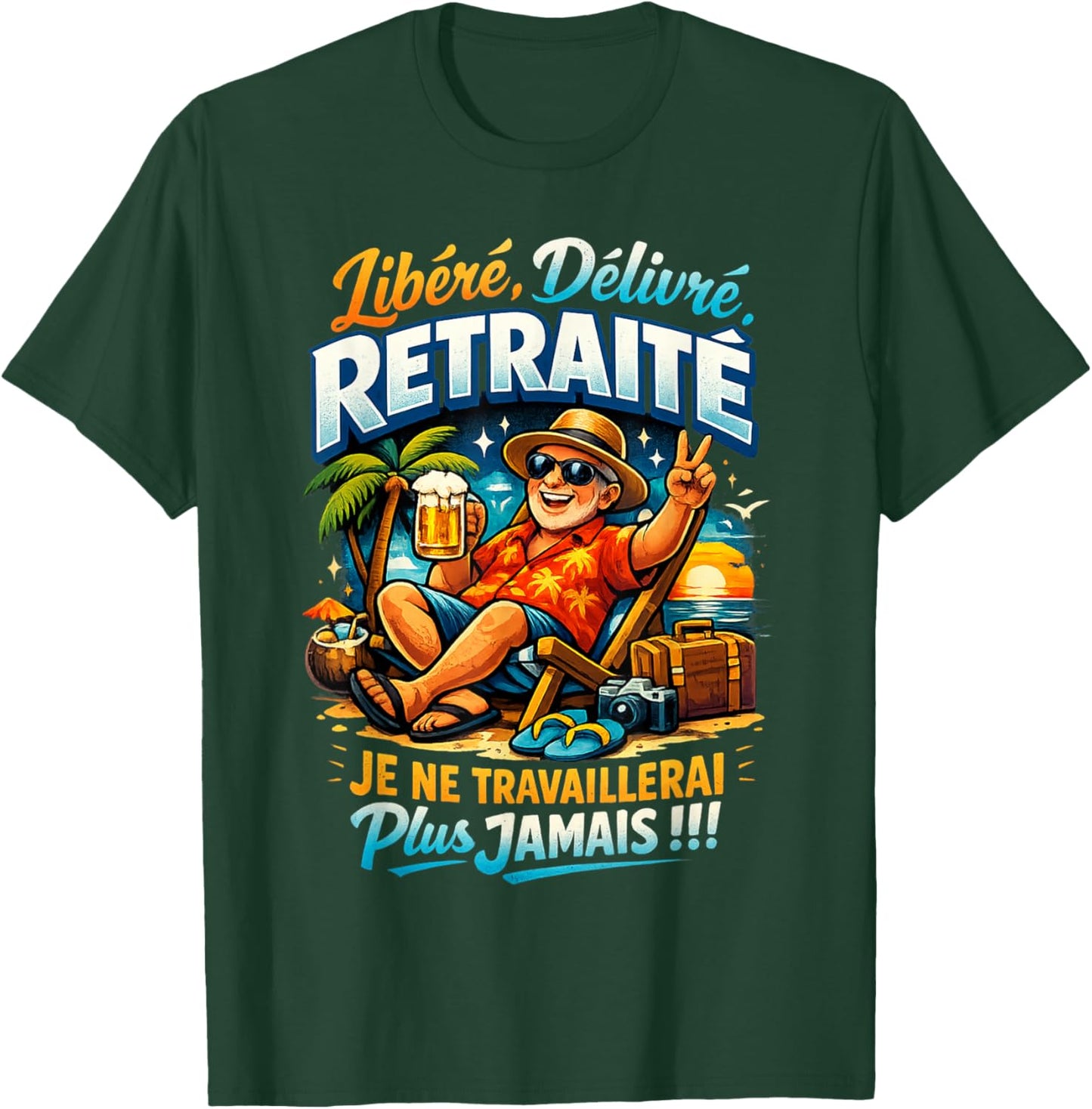 Cadeau Départ Retraite Homme Original Humour Libéré Délivré T-Shirt - T-Shirt | Forest
