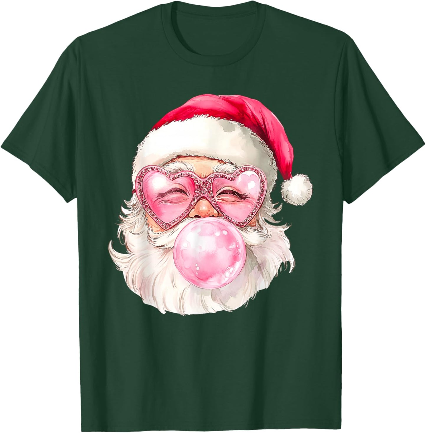 Vintage Retro Santa Christmas Bubble Gum Pink Sunglasses T-Shirt - T-Shirt | Forest