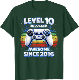 Level 10 Unlocked Awesome Since 2016 Gifts for Kids Boys T-Shirt - T-Shirt | Forest