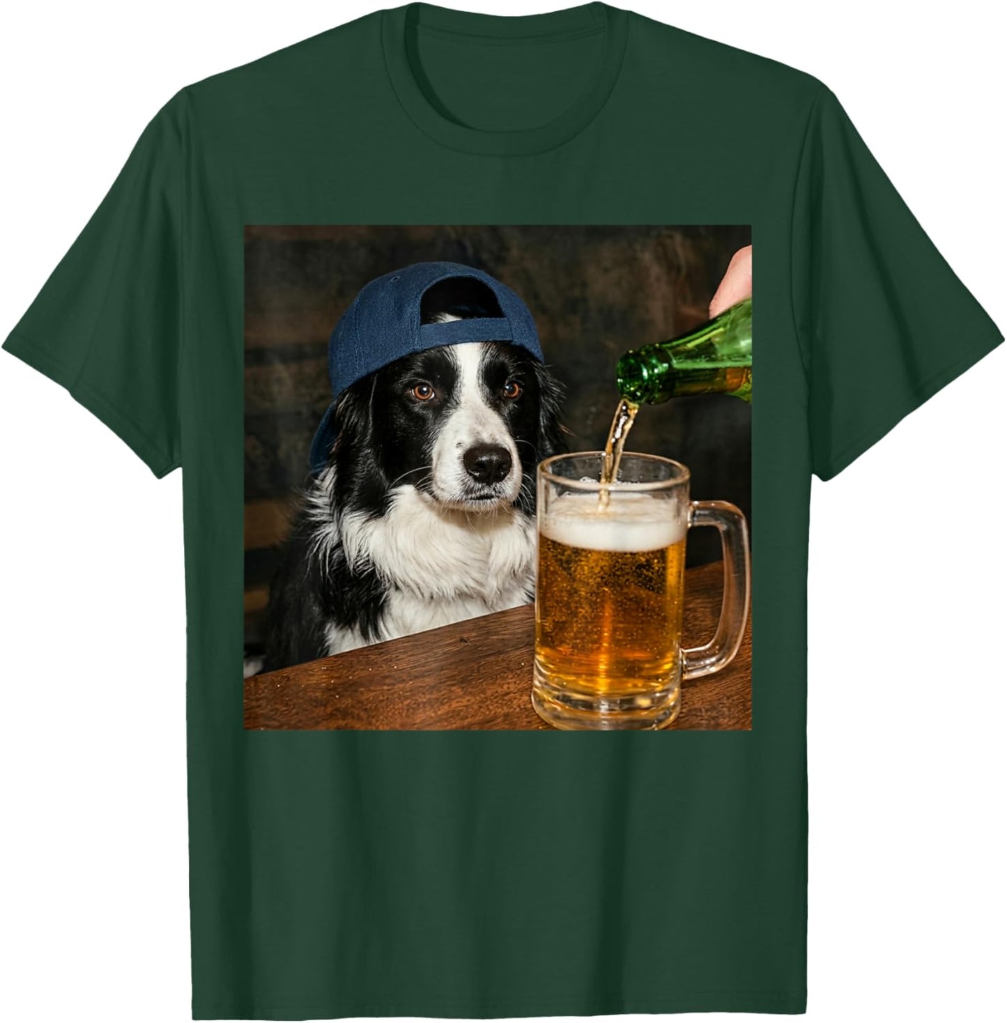 Border Collie Drinking Beer Funny Dog Meme T-Shirt - T-Shirt | Forest