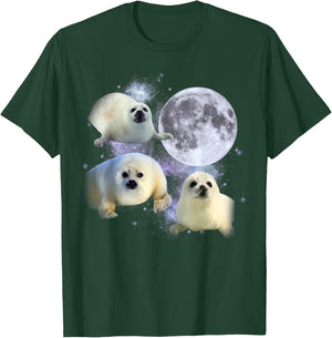 Three Baby Seal Vintage Graphic 90s Funny T-Shirt - T-Shirt | Forest