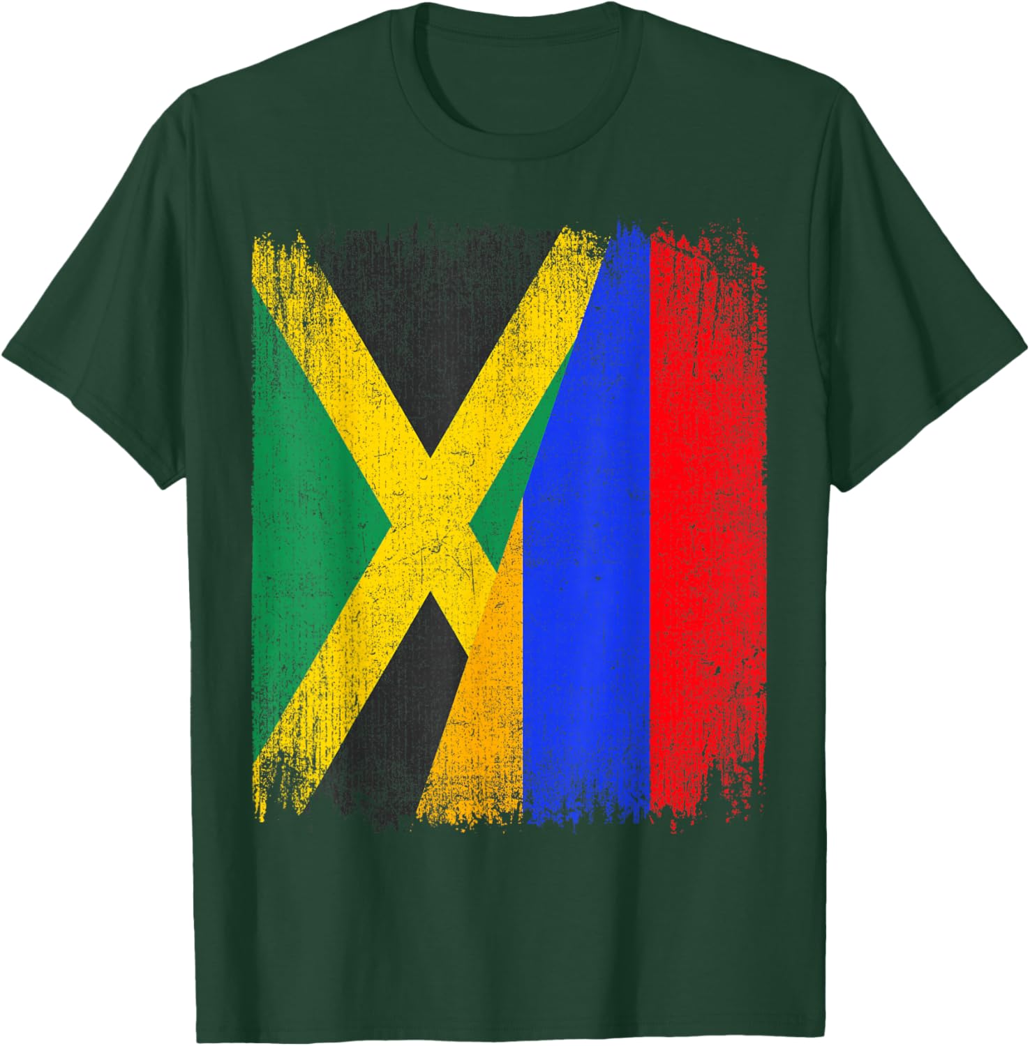 Half Jamaica Armenia Flag Jamaican Armenian Pride Roots T-Shirt - T-Shirt | Forest