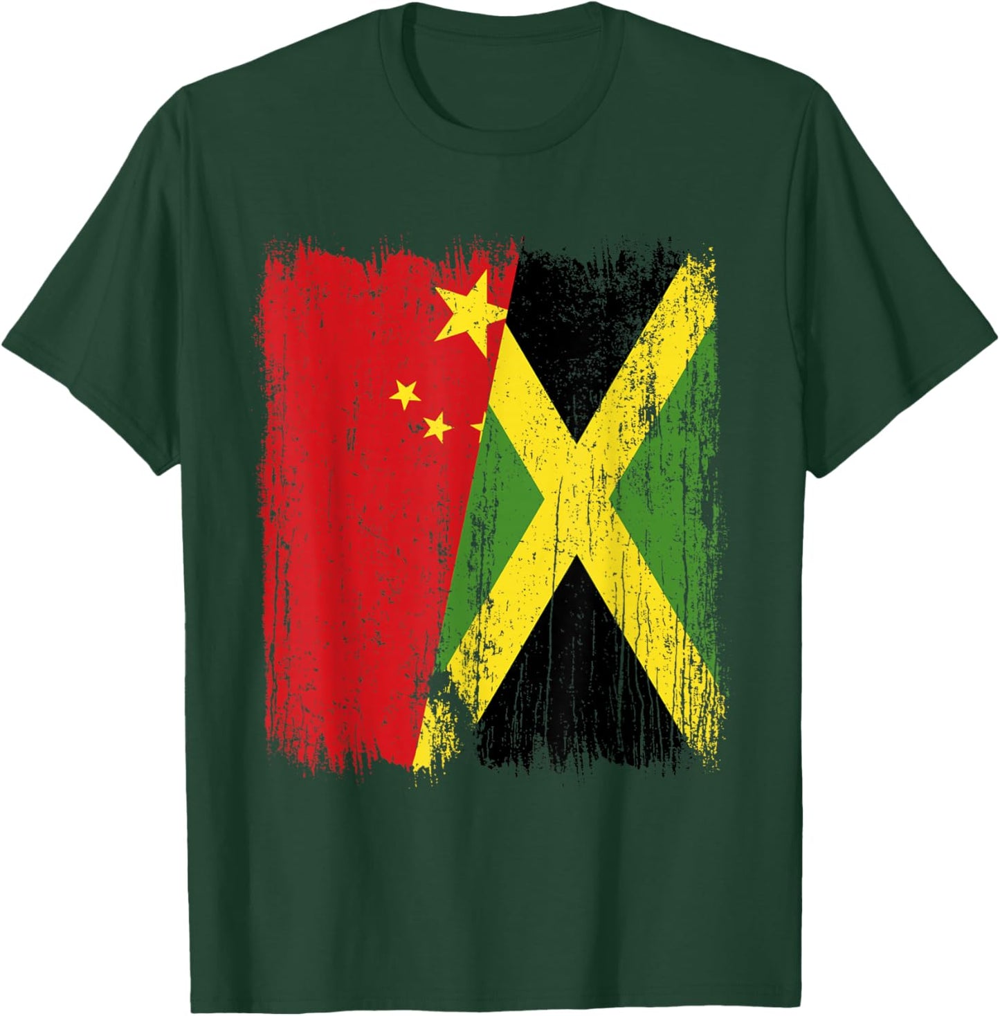 China Jamaica Half Flag Chinese Jamaican Heritage T-Shirt - T-Shirt | Forest