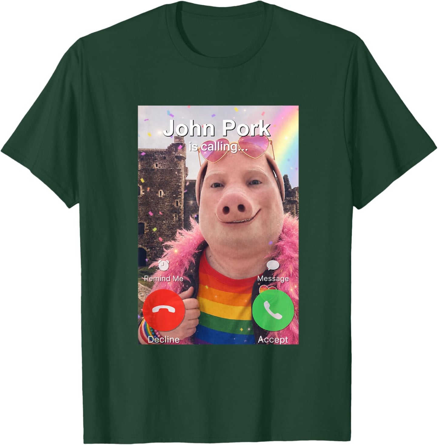 Funny Pride Month LGBT John Pork is Calling Brainrot Meme T-Shirt - T-Shirt | Forest