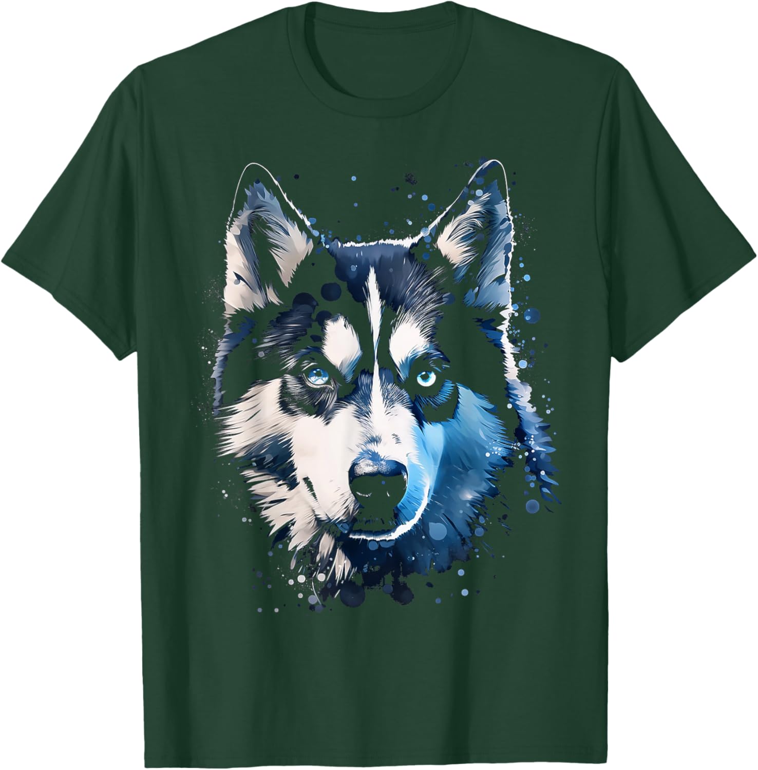 Husky Motif Pet Illustration Dog Husky T-Shirt - T-Shirt | Forest