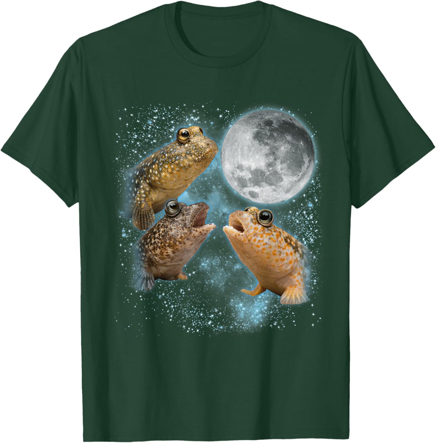 Mudskipper Lover Galaxy Moon Three Mudskippers Oxudercinae T-Shirt - T-Shirt | Forest