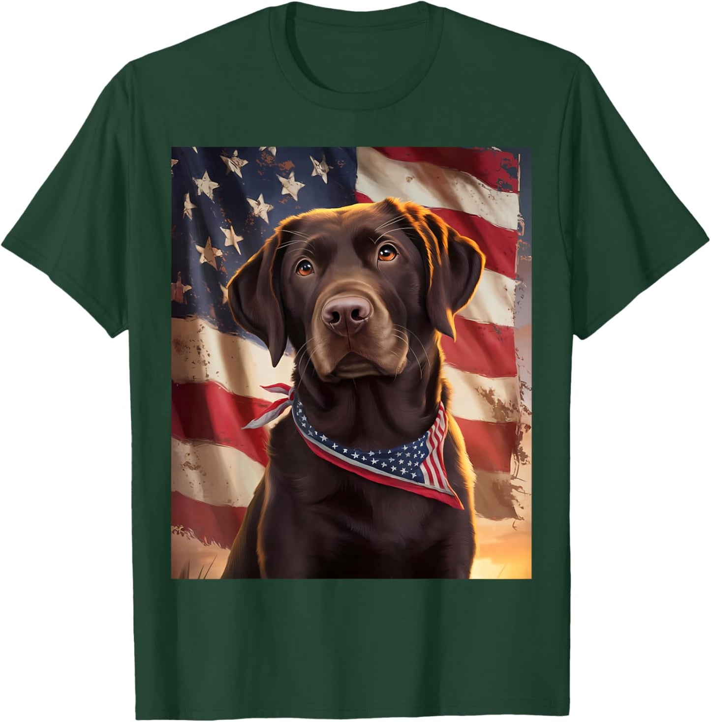 American Flag 4th of July Dog American Chocolate Labrador T-Shirt - T-Shirt | Forest
