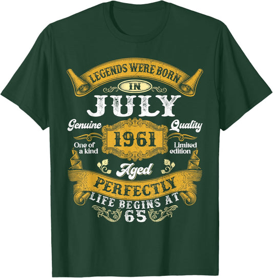 Legends were Born in July 1961 Retro 65th Birthday Men Dad T-Shirt - T-Shirt | Forest