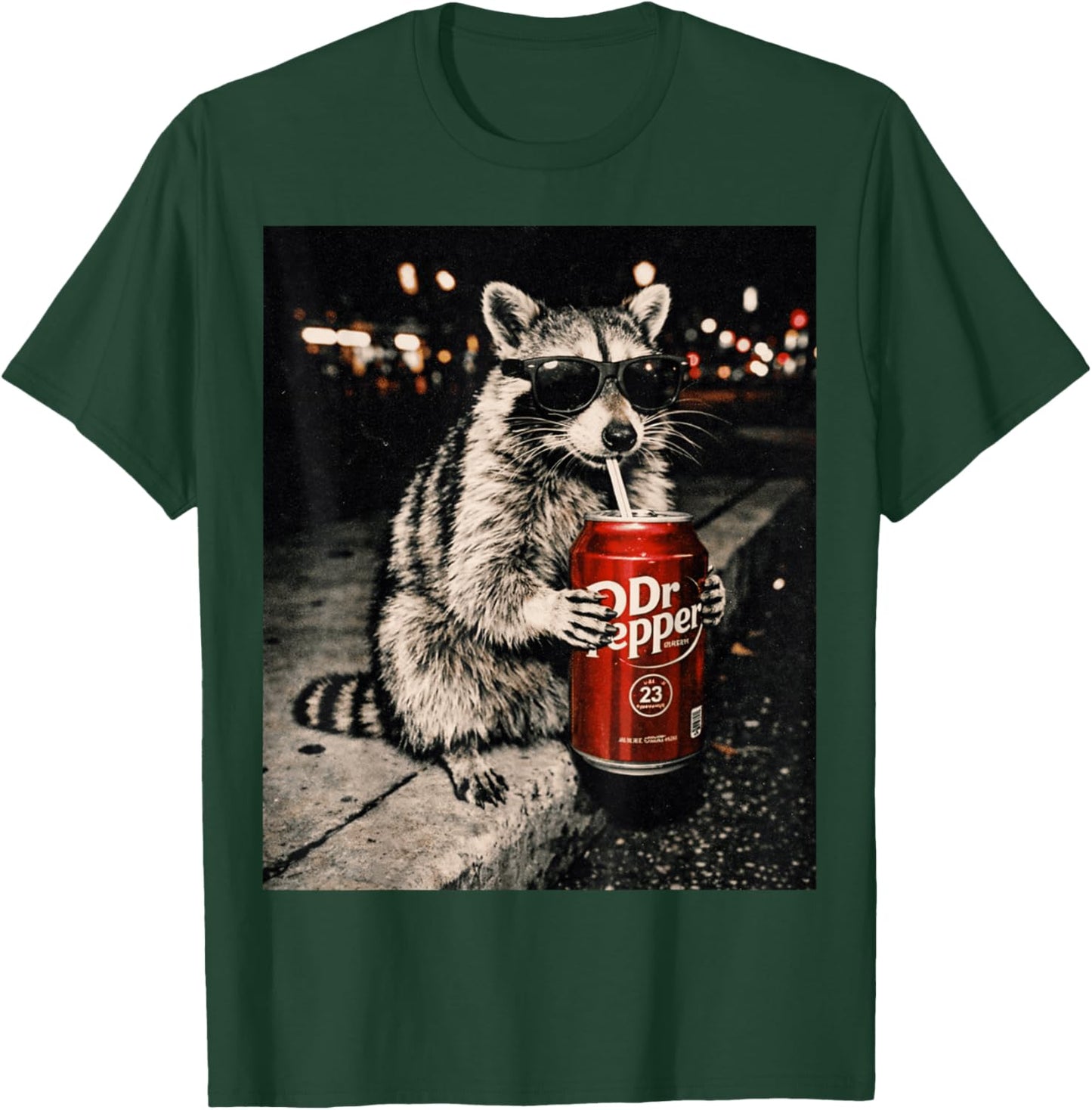 Cool Raccoon Drinking Funny Animal Lover T-Shirt - T-Shirt | Forest