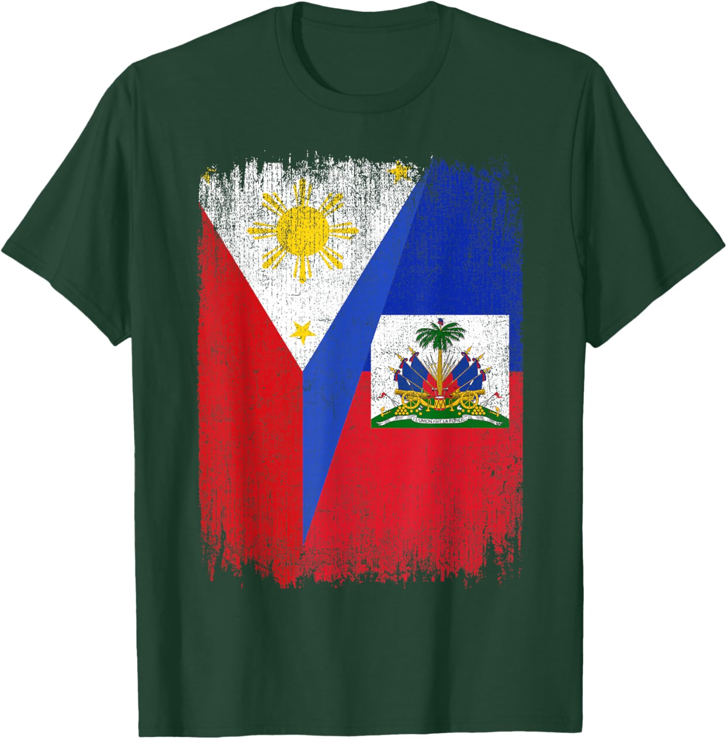 Half Philippines Haiti Flag Filipino Haitian Roots T-Shirt - T-Shirt | Forest