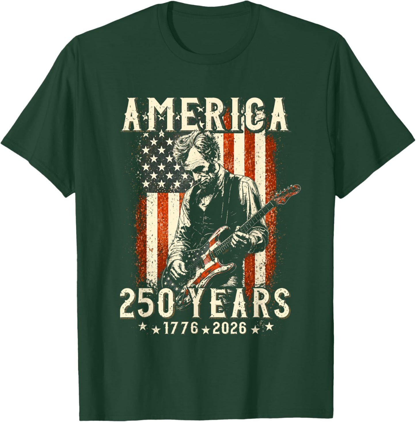 Vintage Abraham Lincoln Abe Lincoln Playing Guitar 250 Years T-Shirt - T-Shirt | Forest