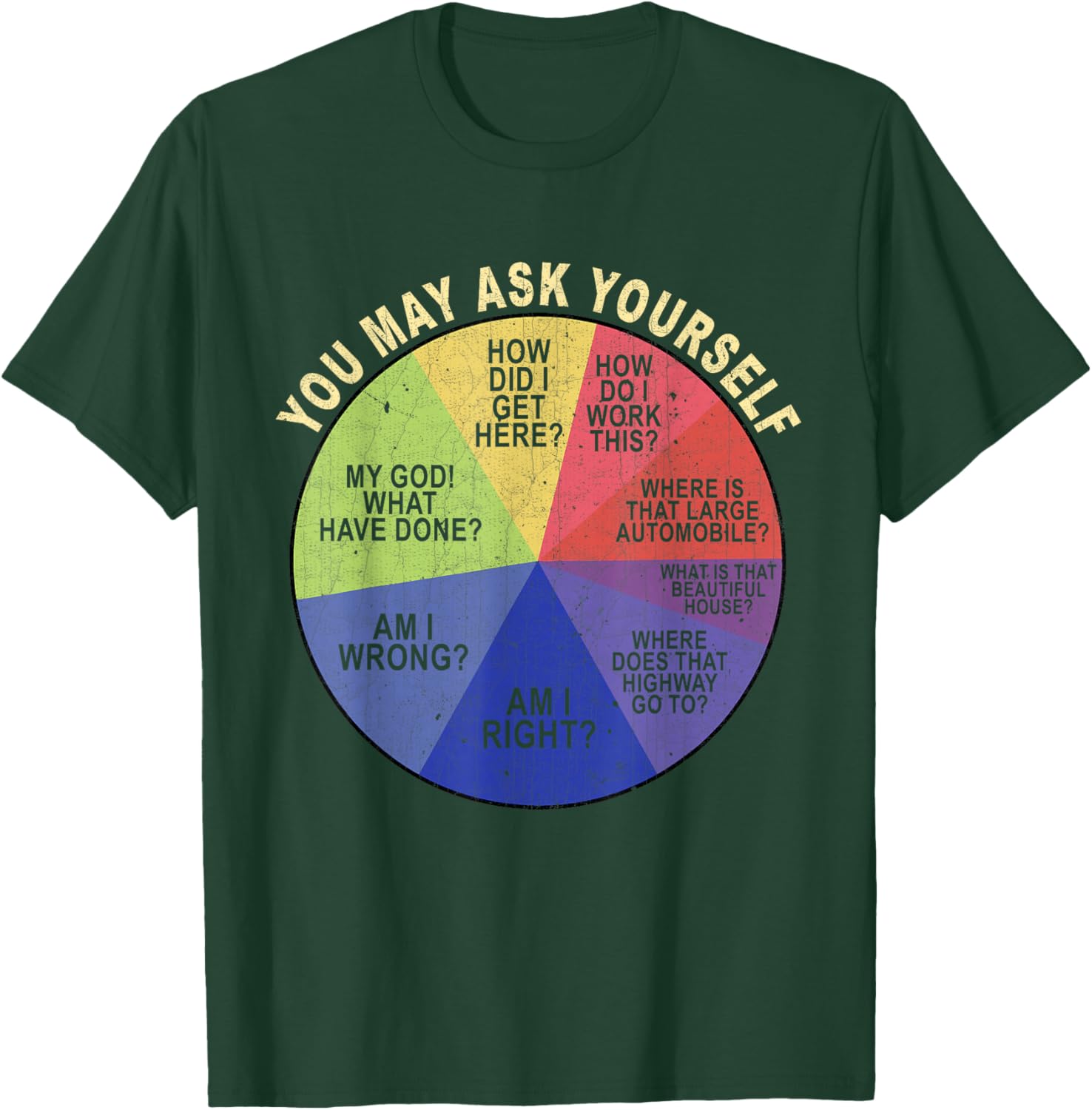 Vintage You May Ask Yourself Retro Pie Chart 80s Music T-Shirt - T-Shirt | Forest