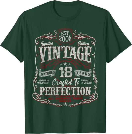 Vintage 2008 Limited Edition Shirt 18 Year Old 18th Birthday T-Shirt - T-Shirt | Forest