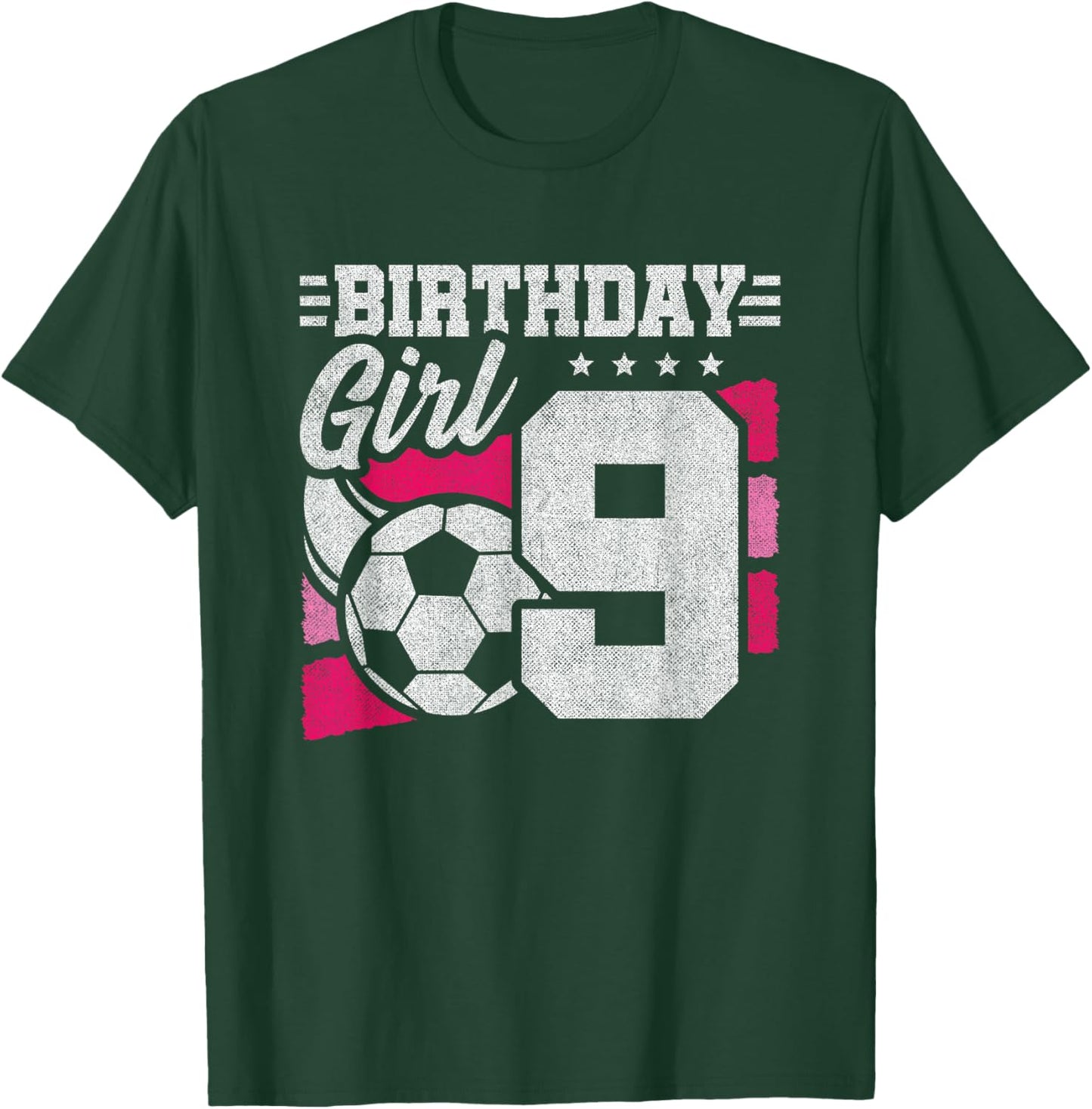 9 Year Old Soccer Birthday - Girls 9th Birthday Soccer T-Shirt - T-Shirt | Forest