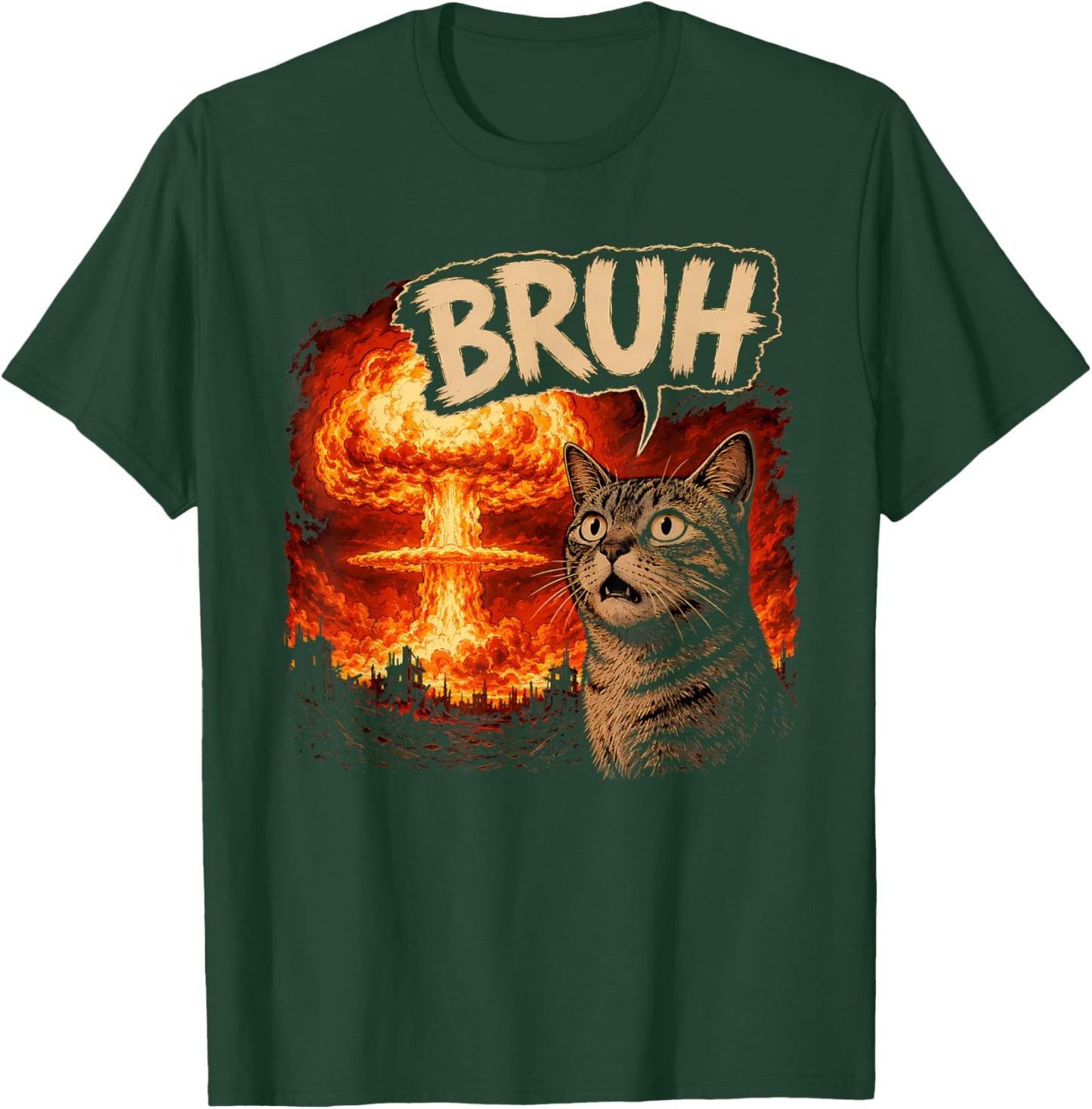 Bruh Cat Meme Funny Kids Meme Slang Trendy Viral Joke T-Shirt - T-Shirt | Forest