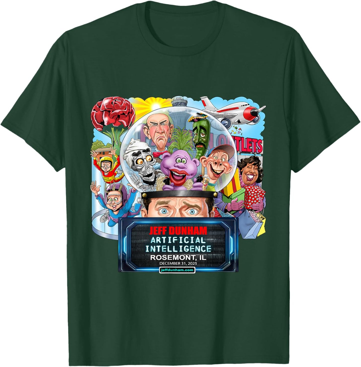 Jeff Dunham Rosemont, IL (2025) T-Shirt - T-Shirt | Forest