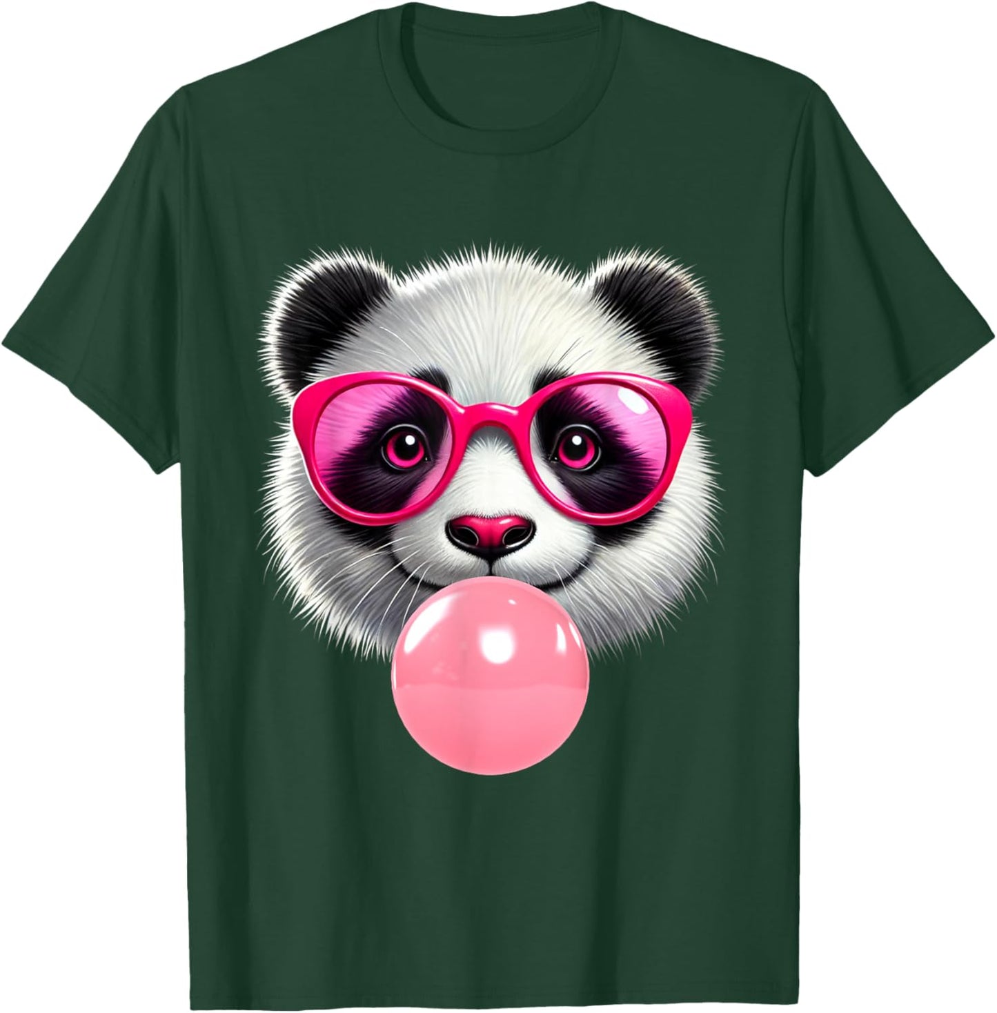 Funny Panda Pink Glasses Blowing Bubble Gum Animal Lovers T-Shirt - T-Shirt | Forest